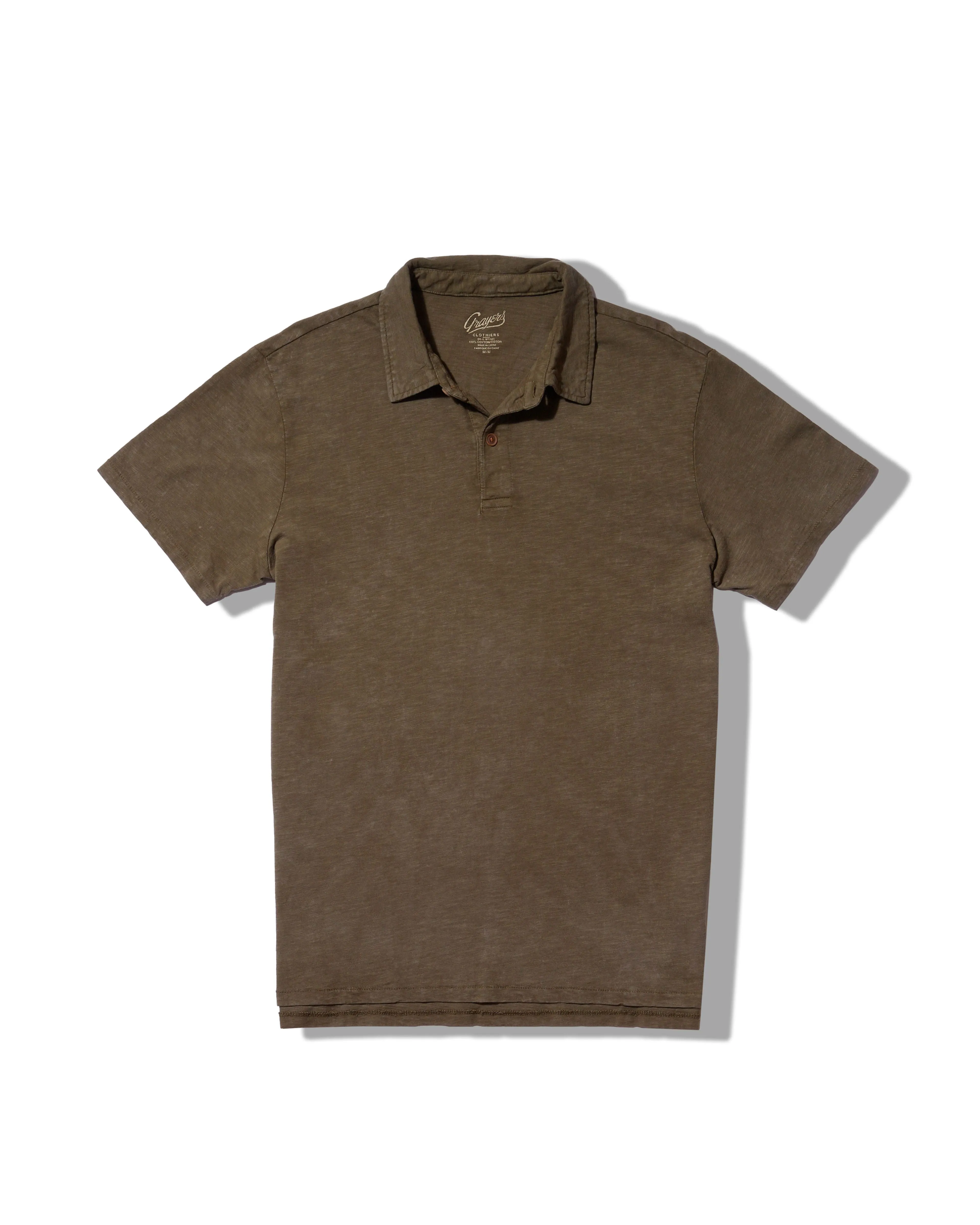 Sunwashed 2 Button Polo - Military Olive * sold by Grayers