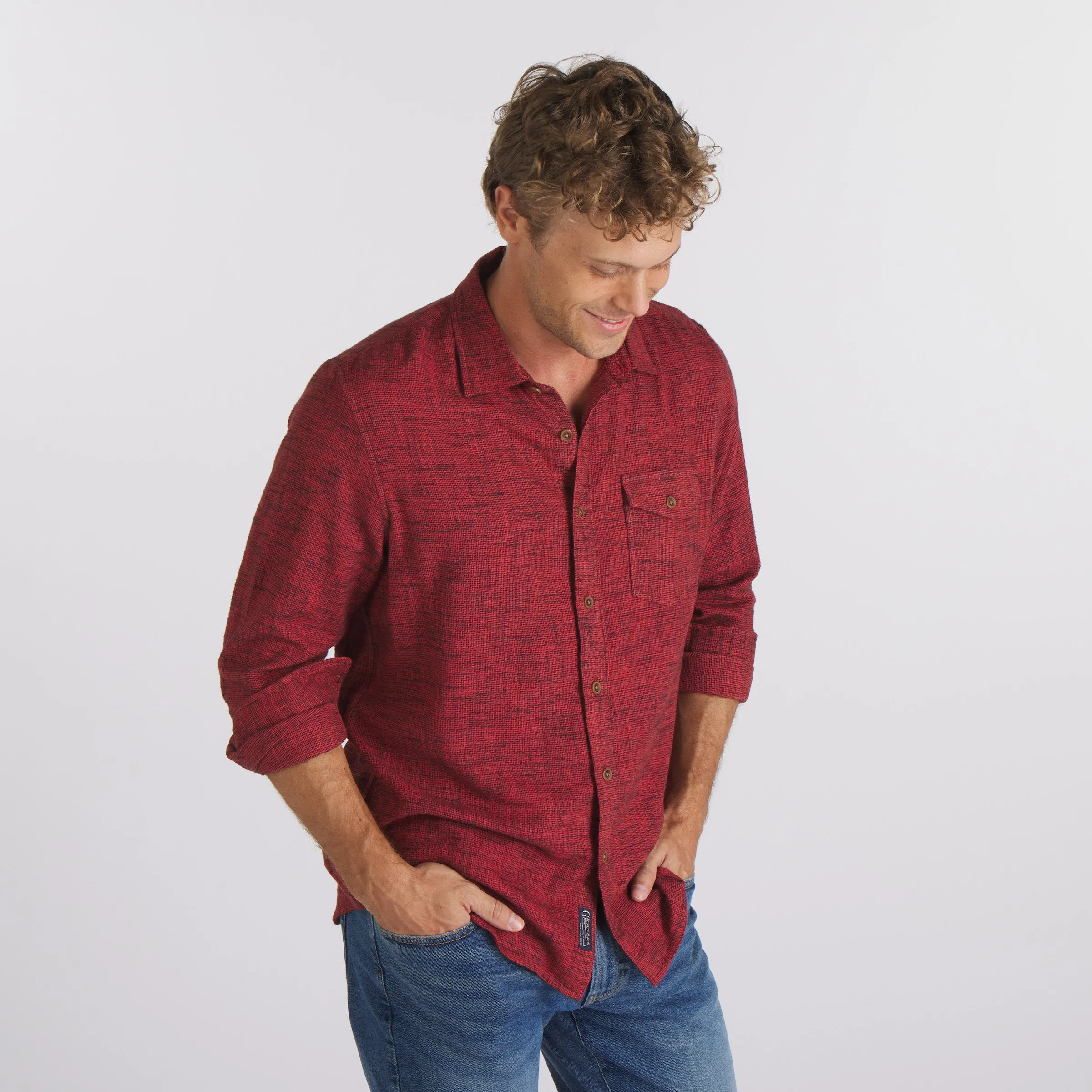Linear Slub Twill Shirt - Ketchup sold by Grayers product image thumbnail 2