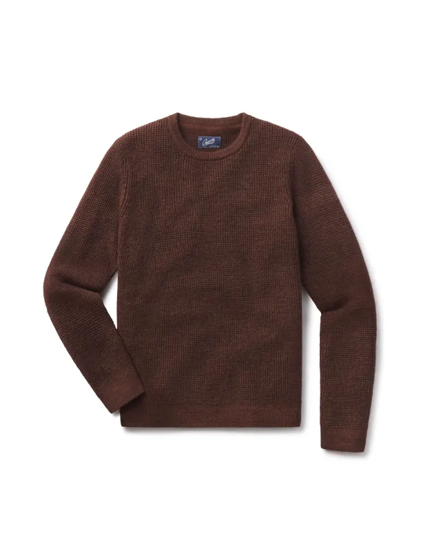 Waffle Stitch Crew Sweater - Brown sold by Grayers