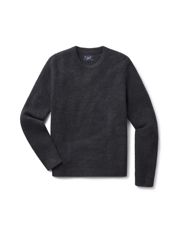 Waffle Stitch Crew Sweater - Charcoal sold by Grayers