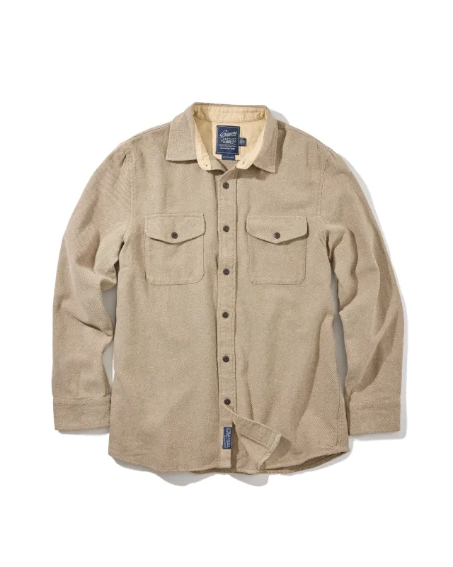 Hudson Brushed Twill Workshirt - Khaki sold by Grayers
