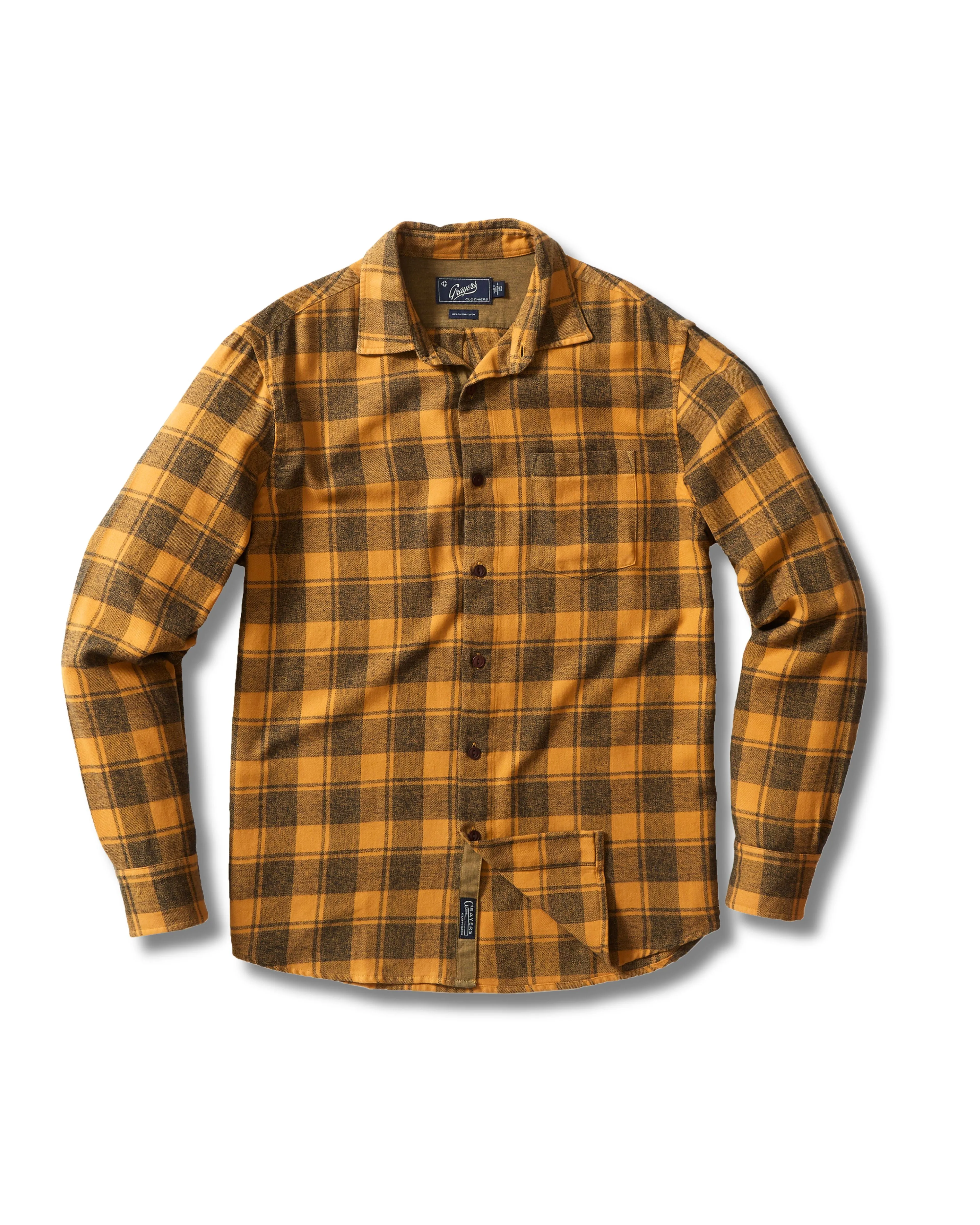 Jaspe Midweight Twill - Spruce Yellow Plaid sold by Grayers