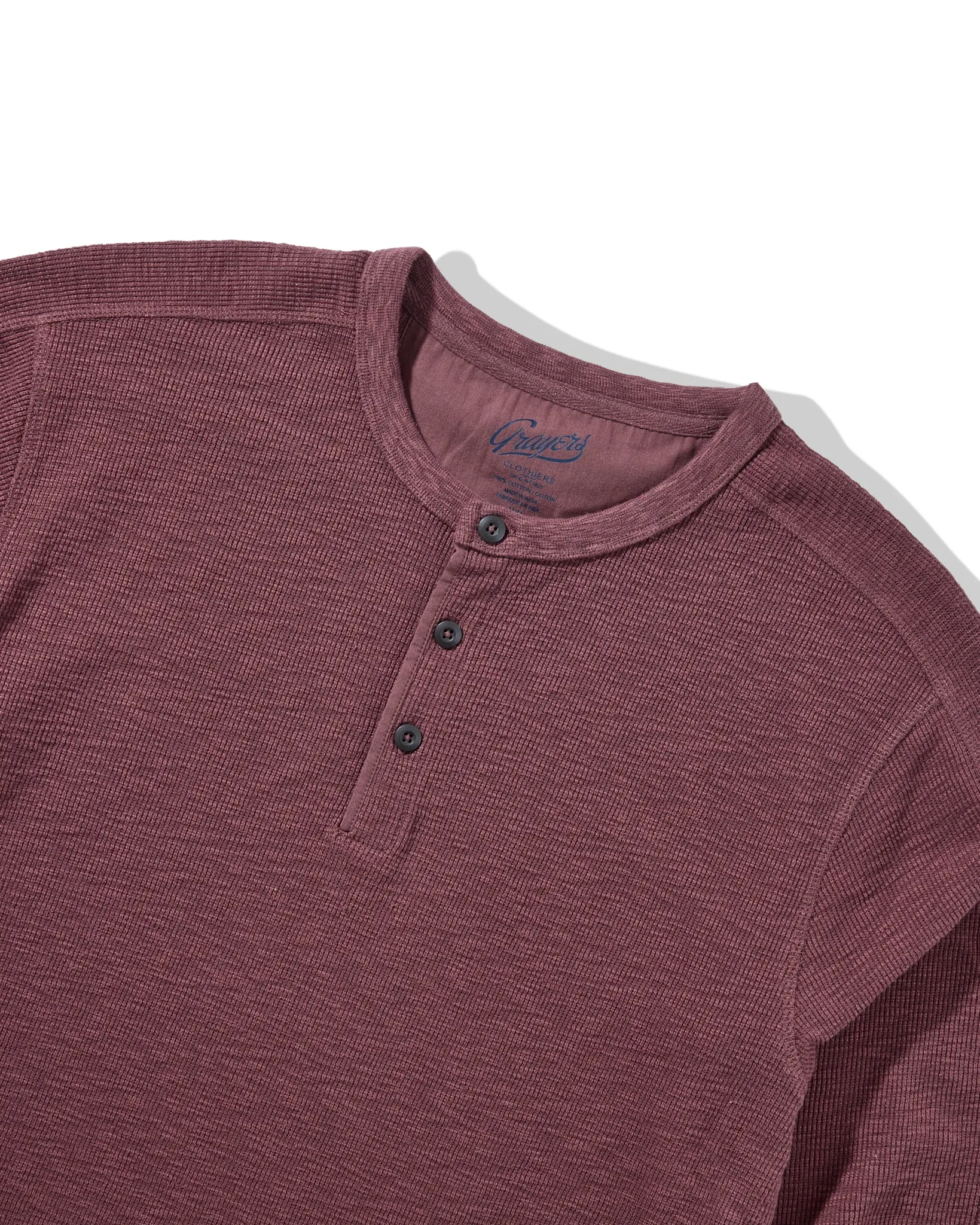 Clint Long Sleeve Waffle Henley - Root Beer sold by Grayers product image thumbnail 2