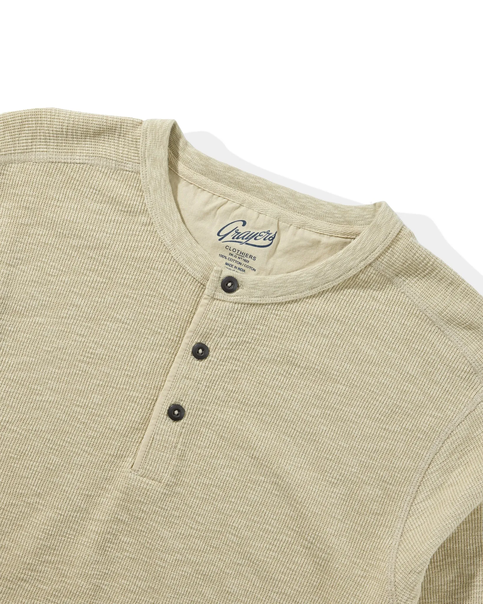 Clint Long Sleeve Waffle Henley - Dried Herb sold by Grayers product image thumbnail 5
