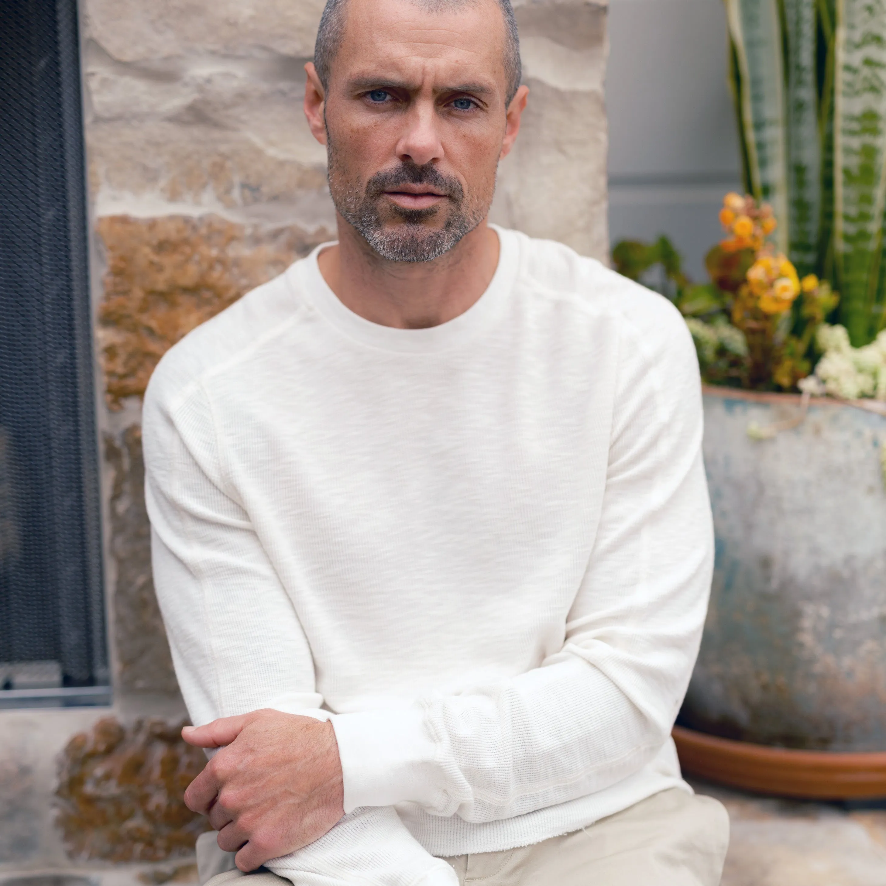 Clint Waffle Cotton Crew - Antique White sold by Grayers product image thumbnail 2