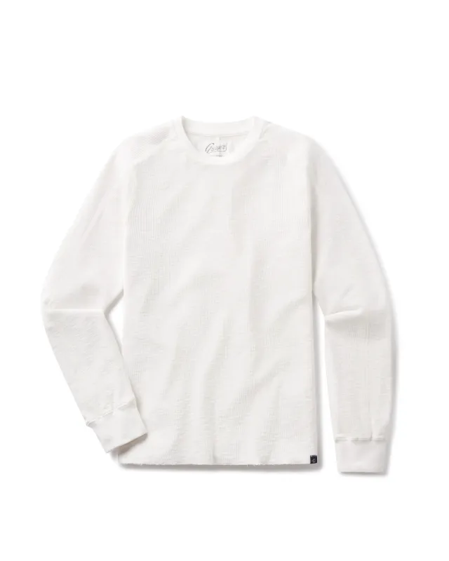 Clint Waffle Cotton Crew - Antique White sold by Grayers