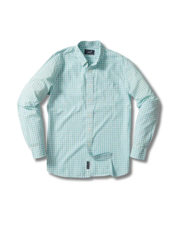 Grange Shadow Gingham Shirt- Seafoam * made by Grayers