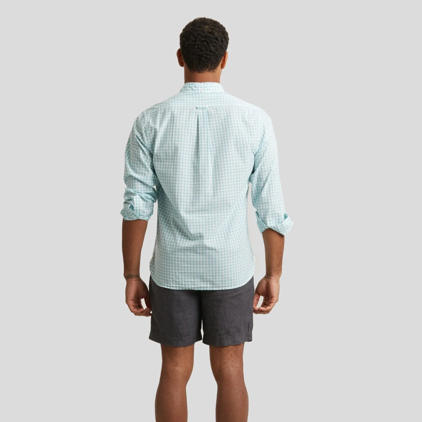 Grange Shadow Gingham Shirt- Seafoam * sold by Grayers product image thumbnail 5