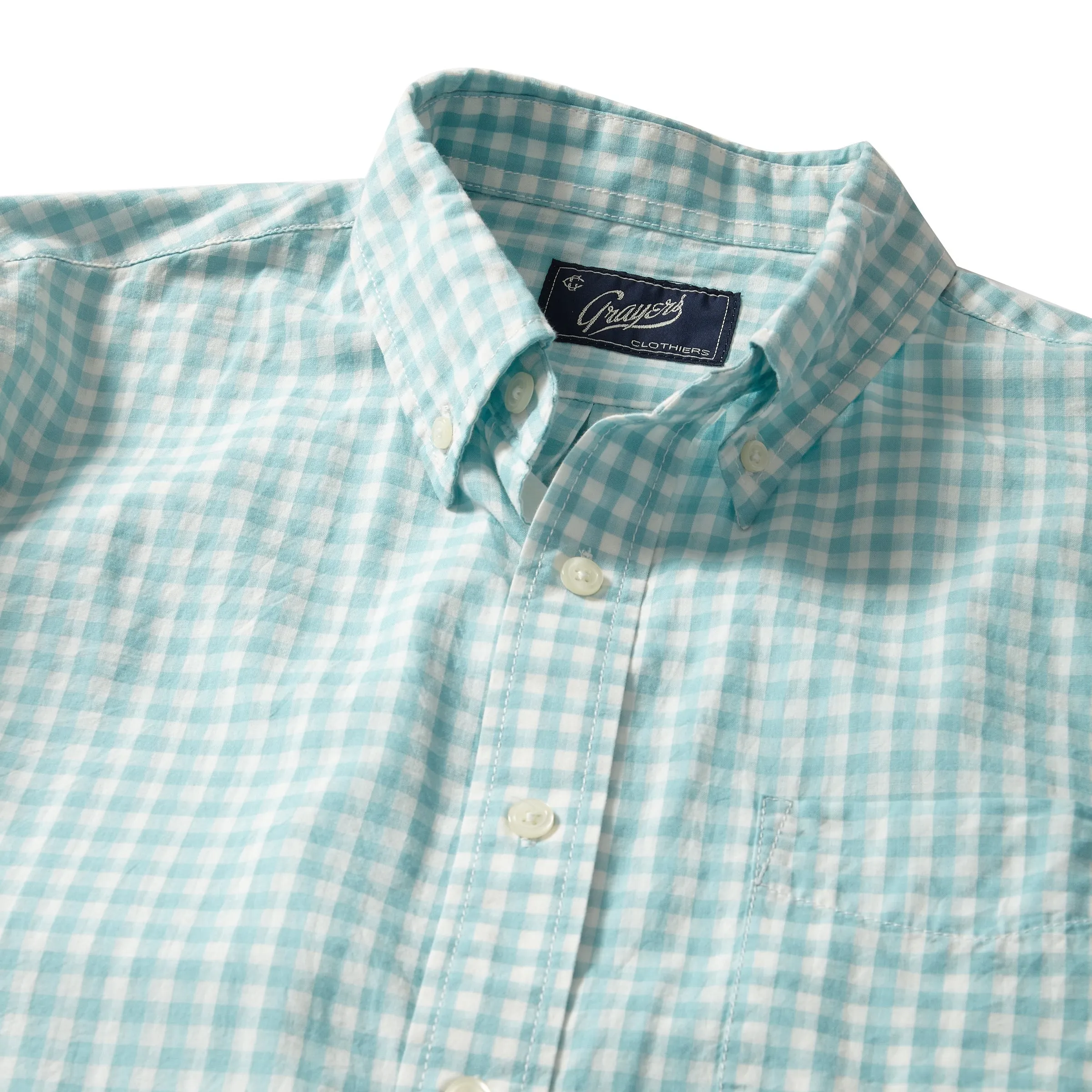 Grange Shadow Gingham Shirt- Seafoam * sold by Grayers product image thumbnail 2