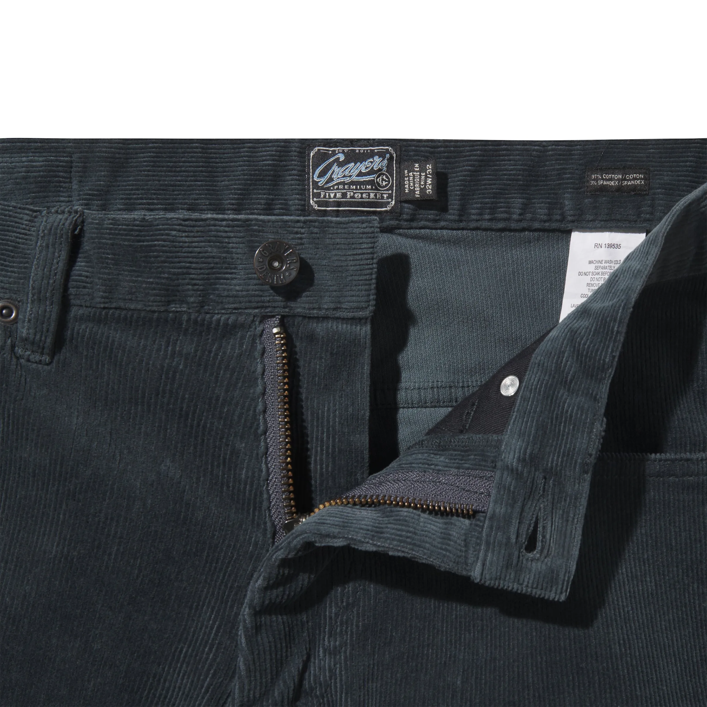 Burlington 5 Pocket Stretch Corduroy - Slate Gray sold by Grayers product image thumbnail 2