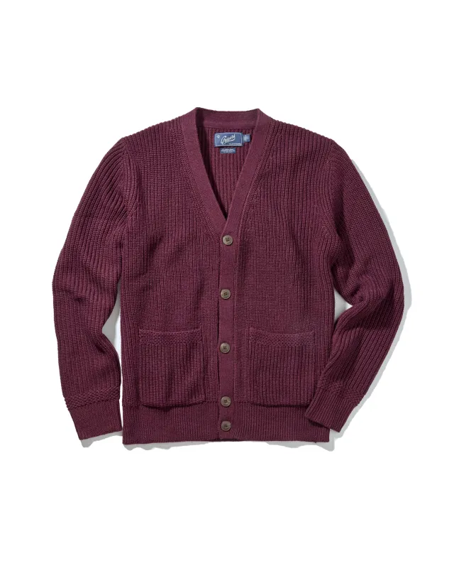 Portsmouth Rib Cardigan - Wine sold by Grayers