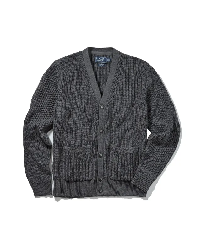 Portsmouth Rib Cardigan - Gunmetal sold by Grayers