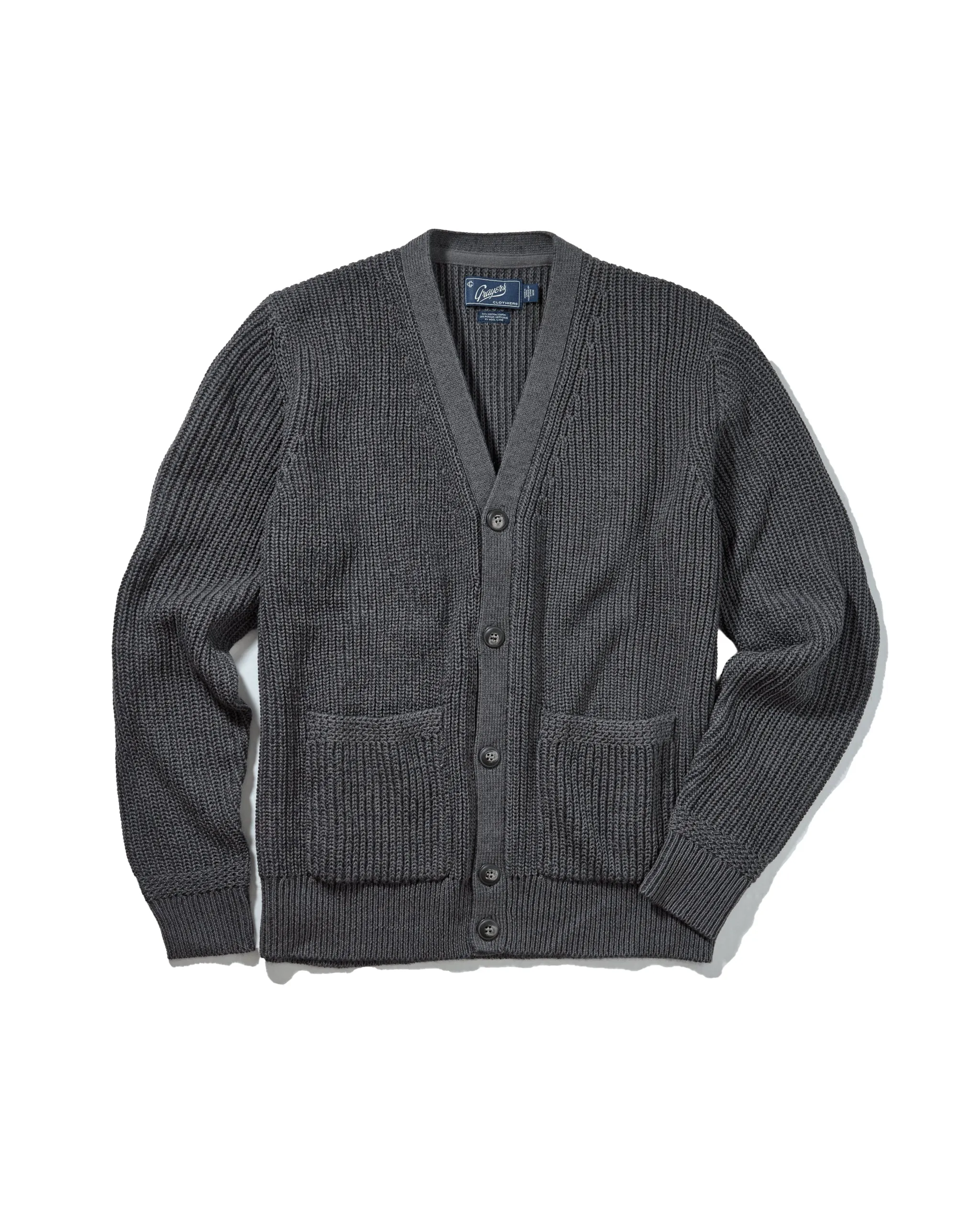 Portsmouth Rib Cardigan - Gunmetal sold by Grayers