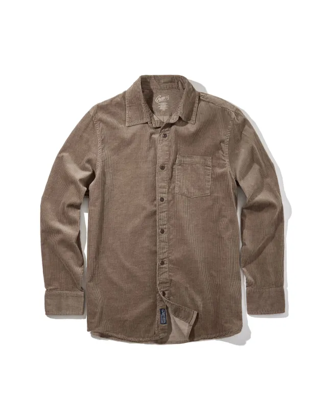 Saratoga Featherweight Corduroy Shirt - Mocha sold by Grayers