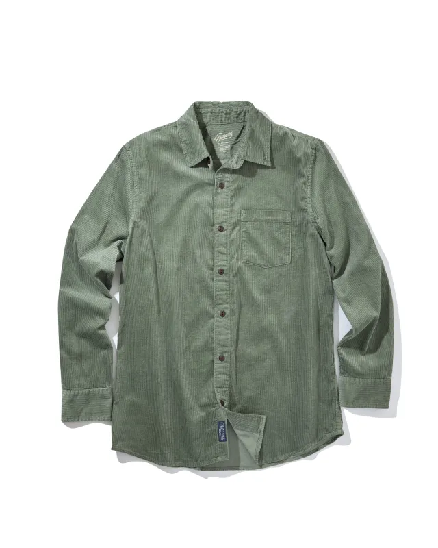 Saratoga Featherweight Corduroy Shirt - Agave sold by Grayers