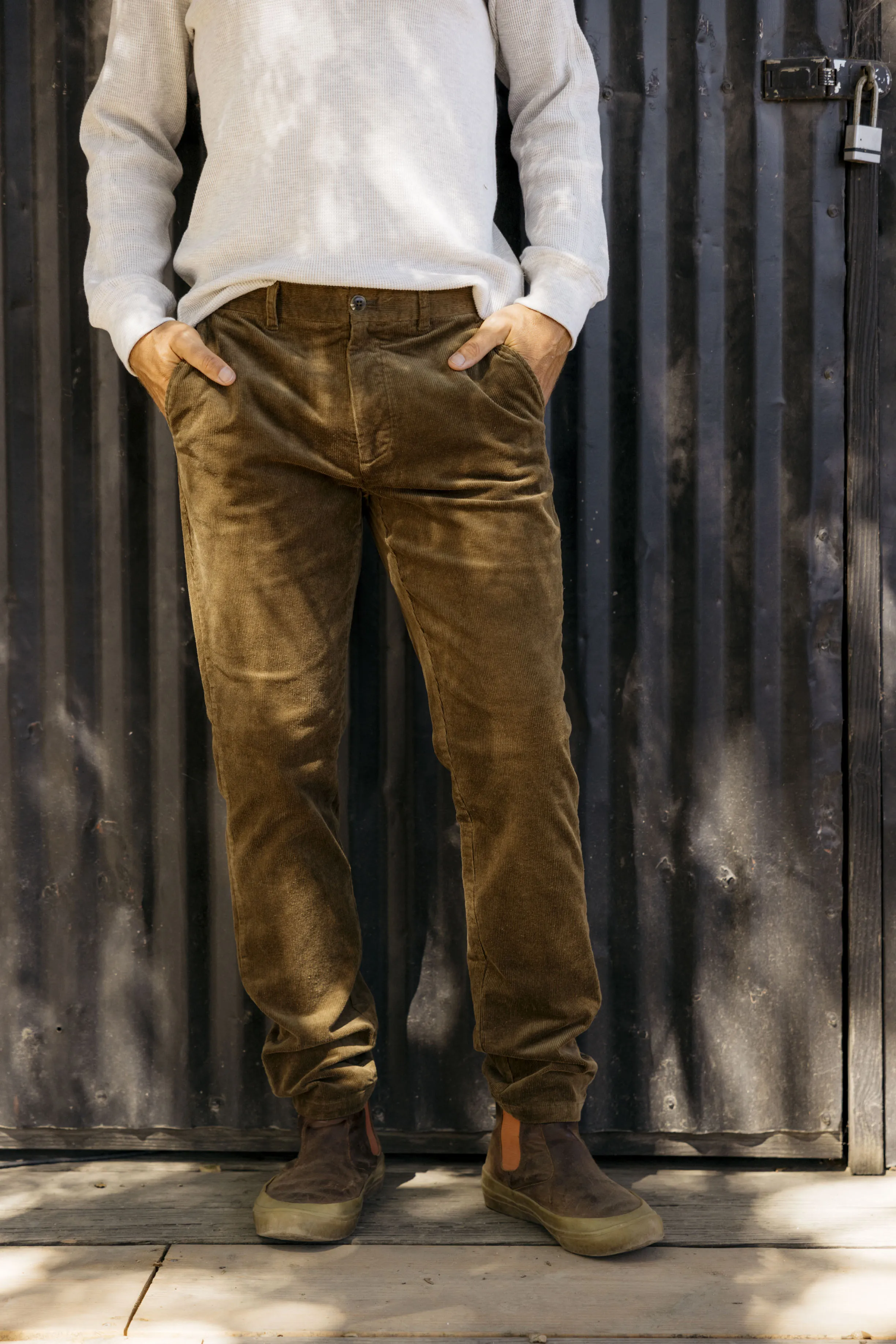 Corduroy Stretch Slim Fit Pants - Mushroom sold by Grayers product image thumbnail 5