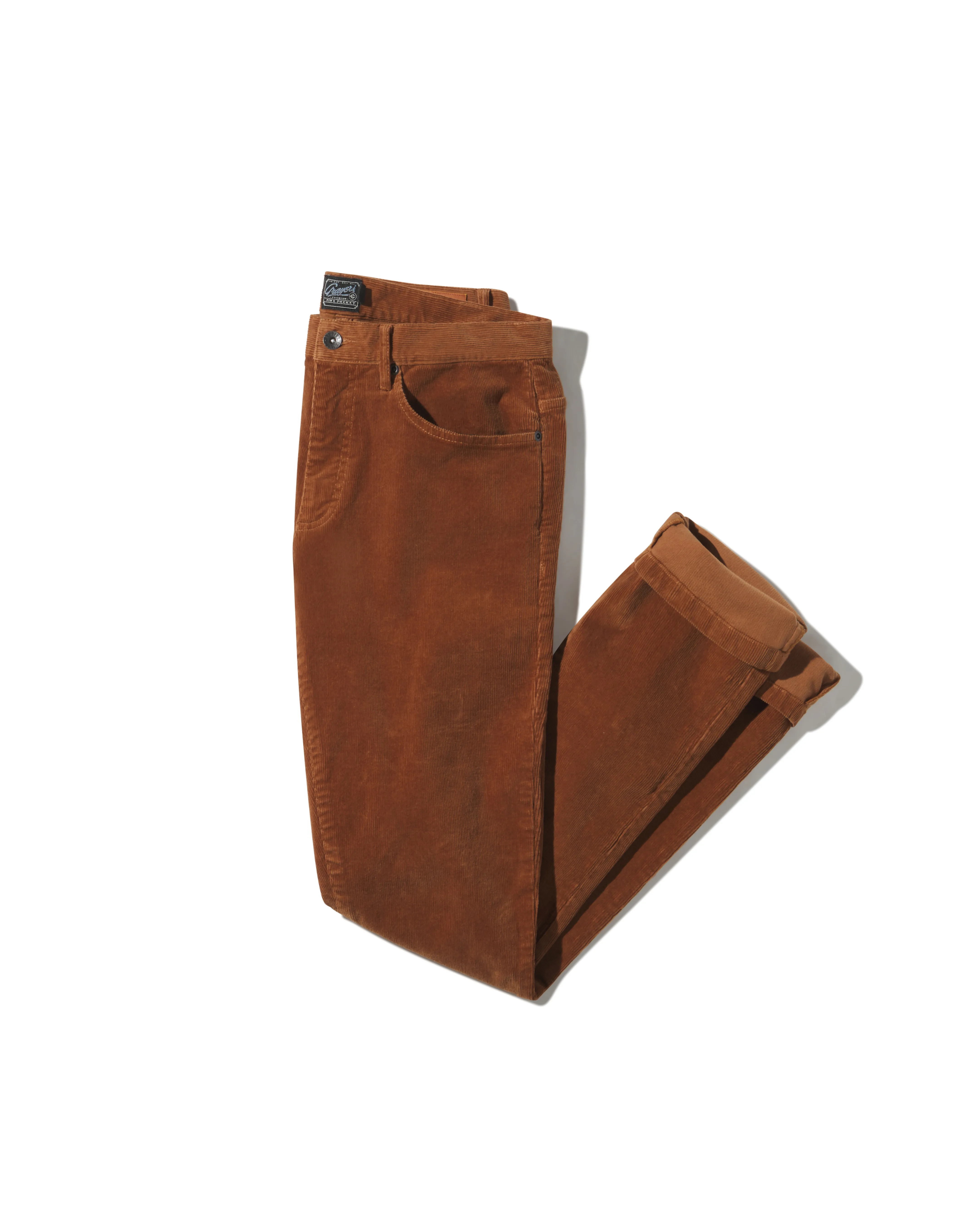 Burlington 5 Pocket Stretch Corduroy - Rawhide sold by Grayers