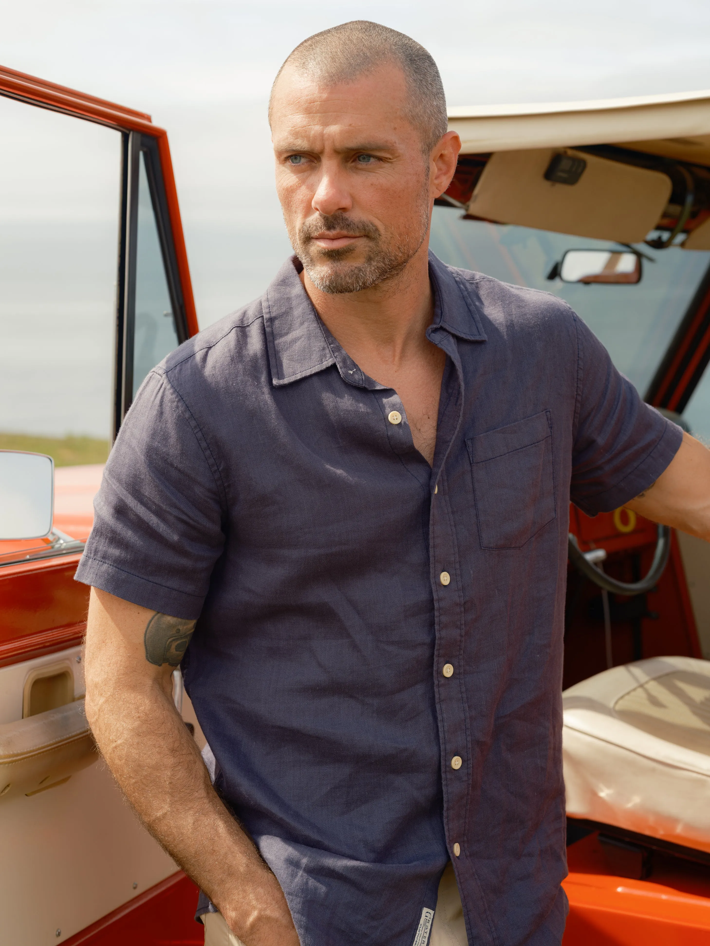 Amalfi Textured Hemp Linen Cotton Short Sleeve Shirt - Blue Steel sold by Grayers product image thumbnail 5