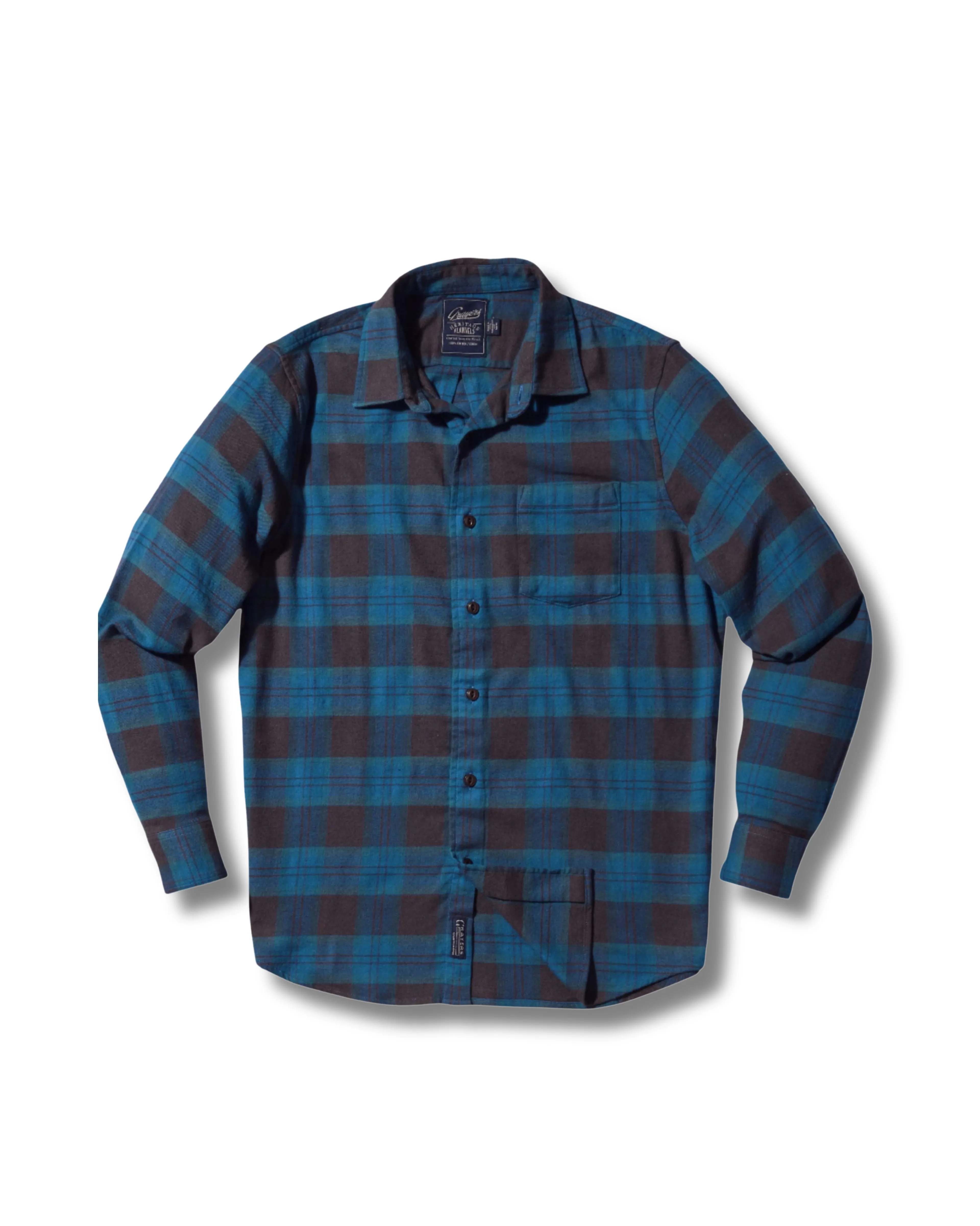 Shady Grove Stretch Flannel Shirt - Teal Olive sold by Grayers