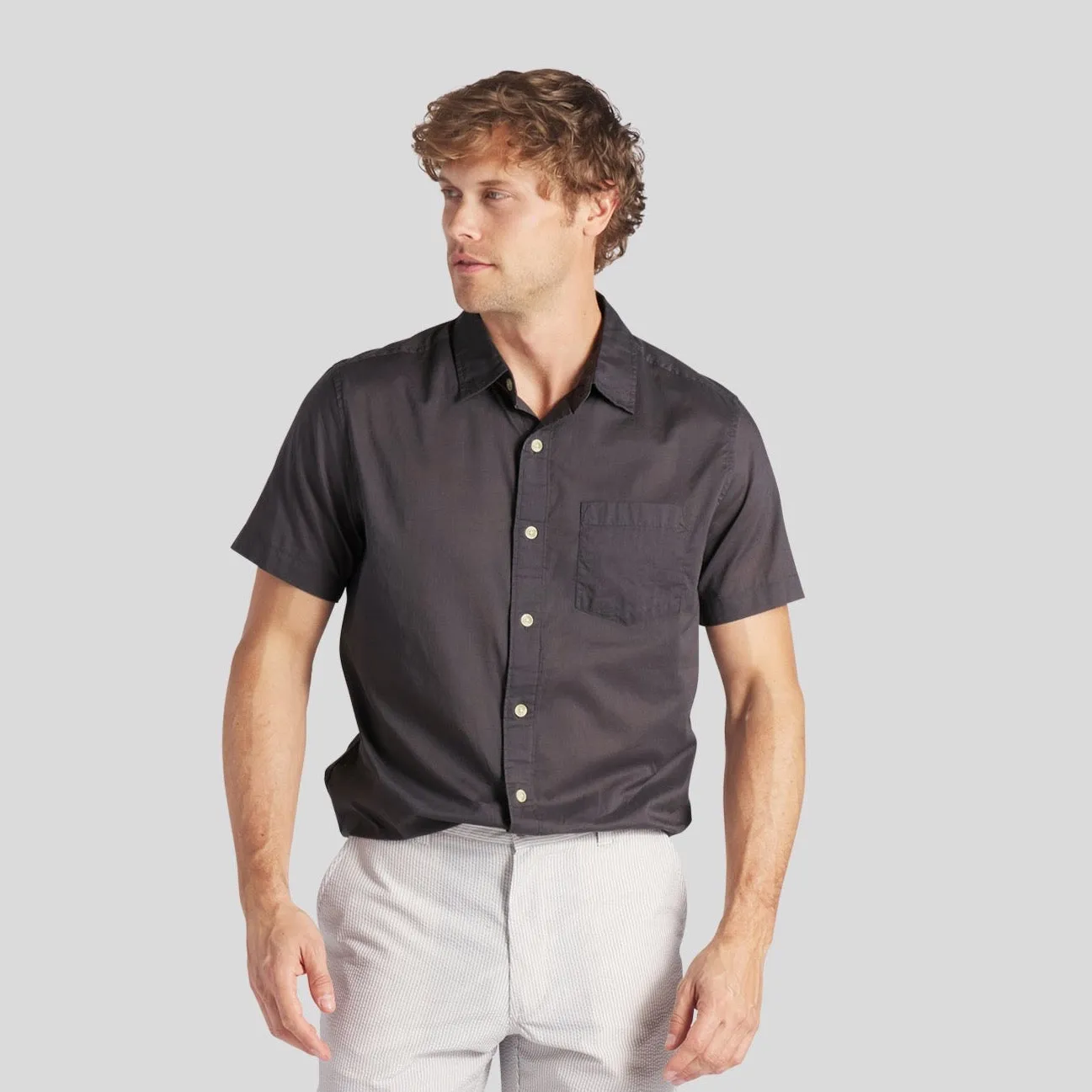 Portofino Featherweight Poplin Short Sleeve Shirt - Forged Iron * sold by Grayers product image thumbnail 5