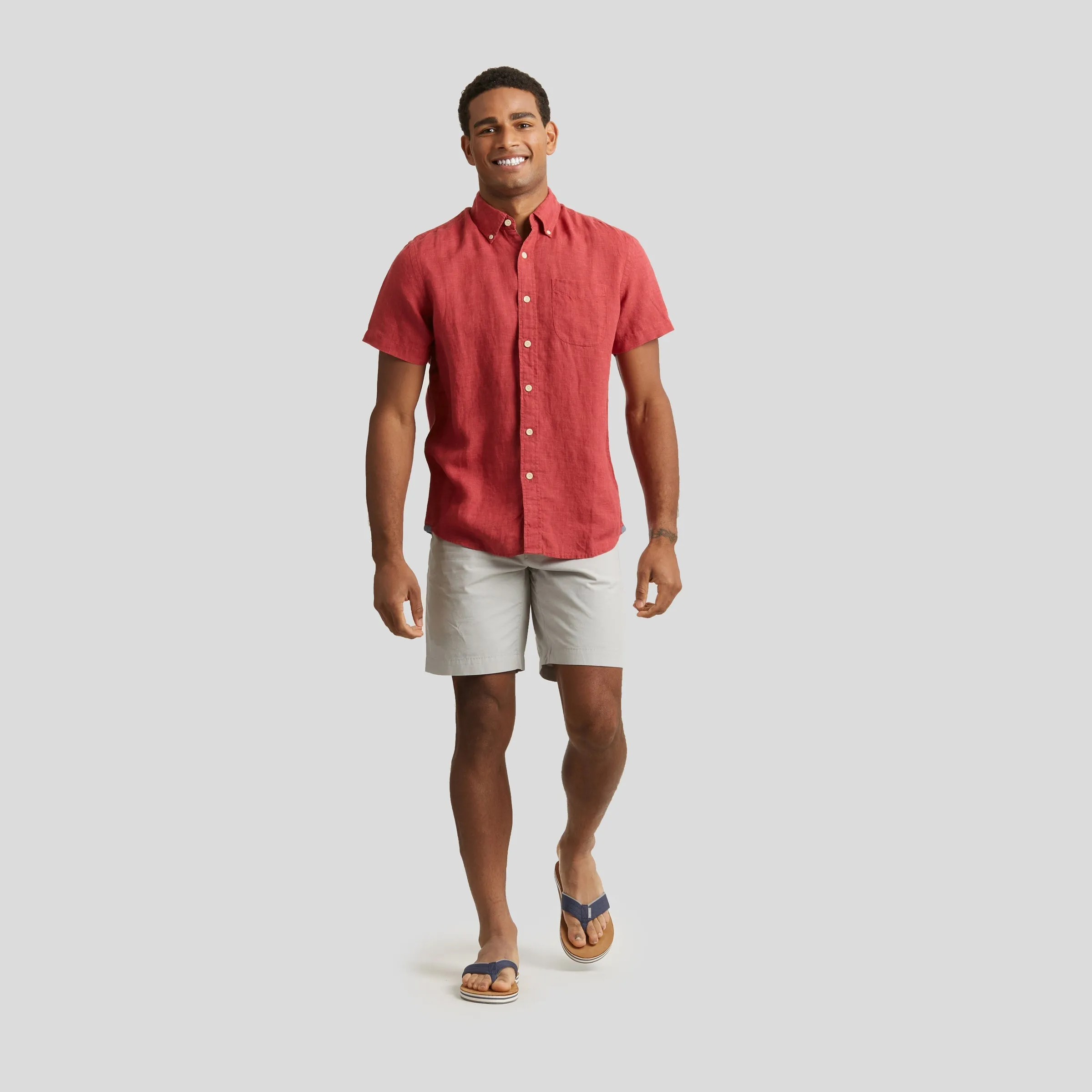 Paloma Sun Washed Linen Short Sleeve Shirt - Red * sold by Grayers product image thumbnail 5