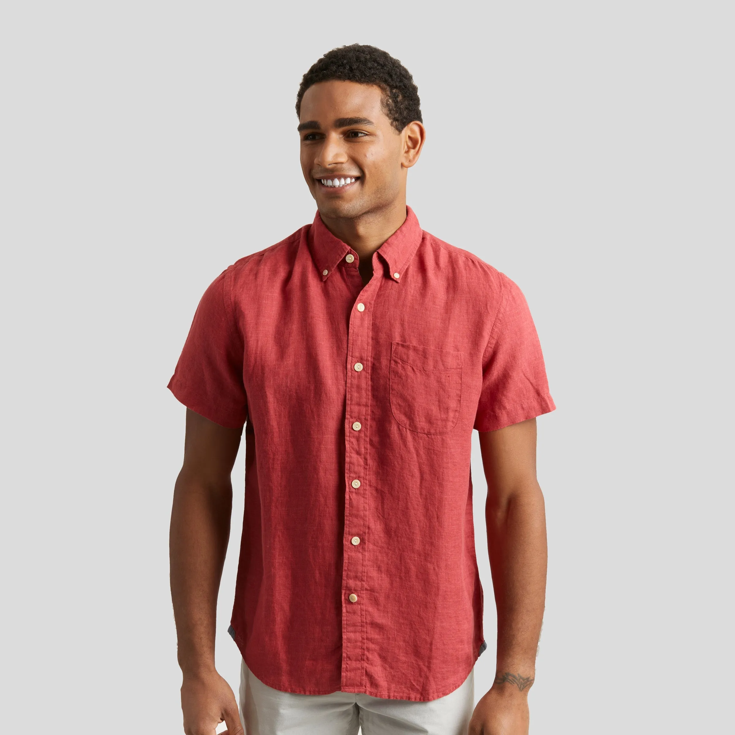 Paloma Sun Washed Linen Short Sleeve Shirt - Red * sold by Grayers product image thumbnail 4