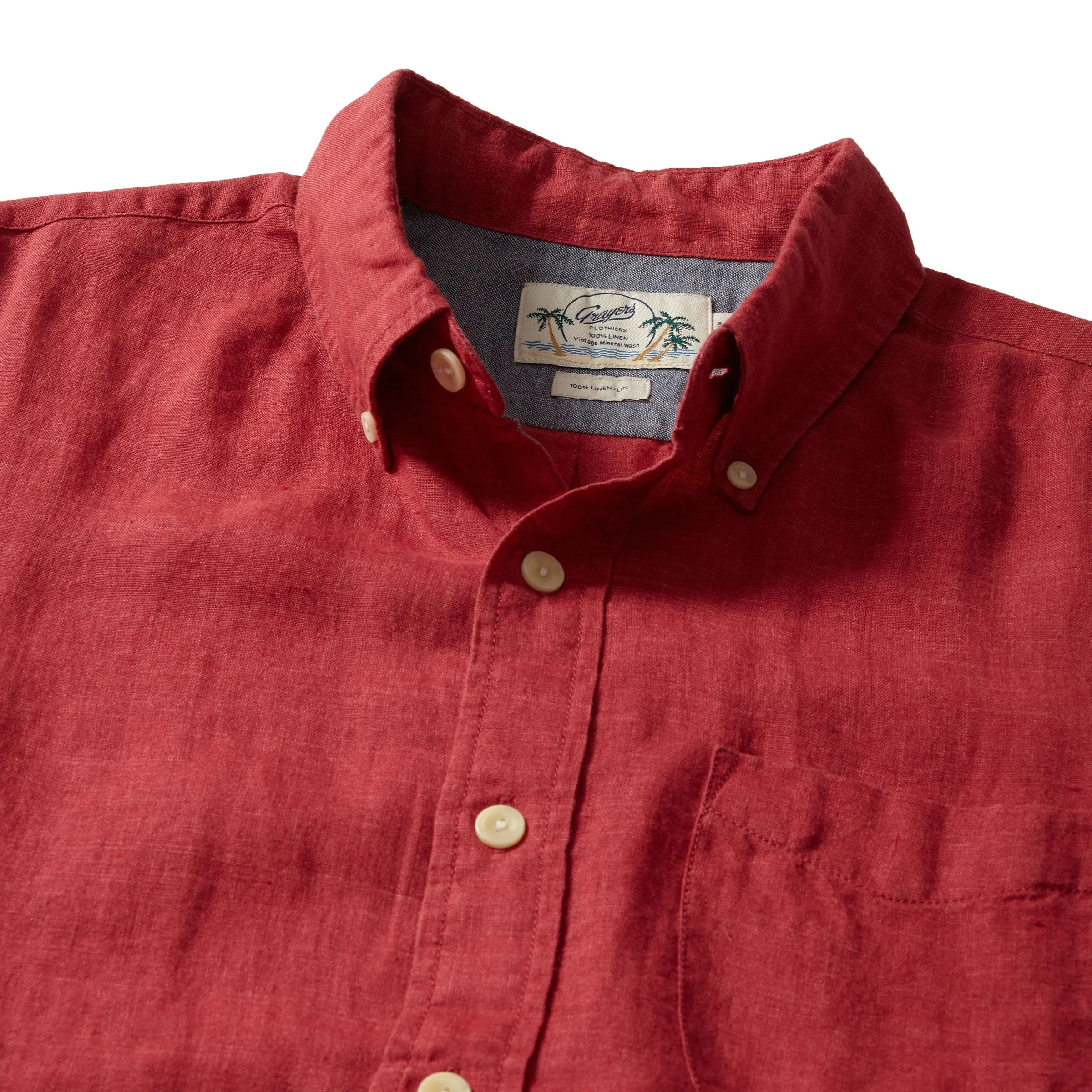 Paloma Sun Washed Linen Short Sleeve Shirt - Red * sold by Grayers product image thumbnail 2
