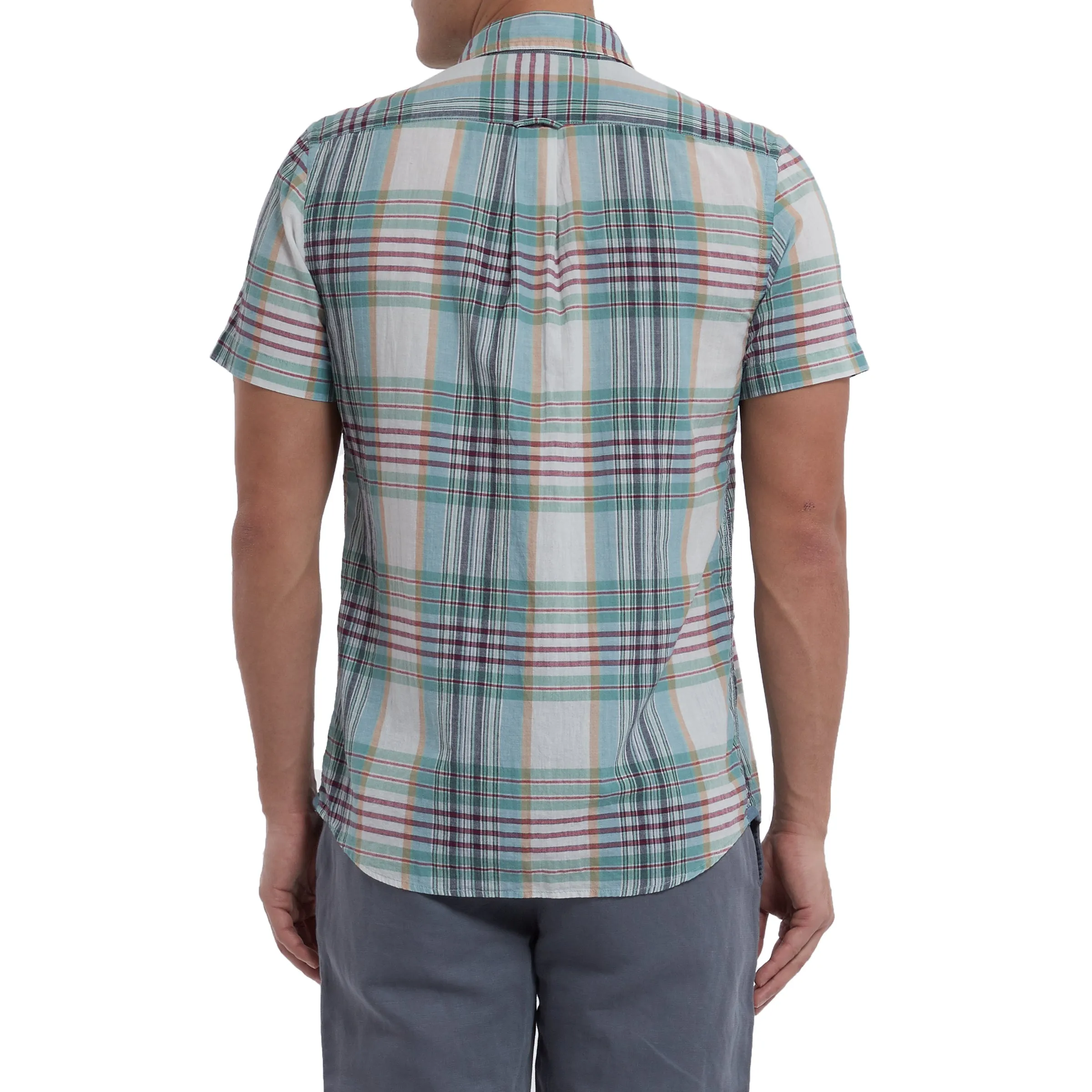 Livingstone's Classic Madras Plaid Short Sleeve Shirt - Lunar Rock Blue Tan * sold by Grayers product image thumbnail 5