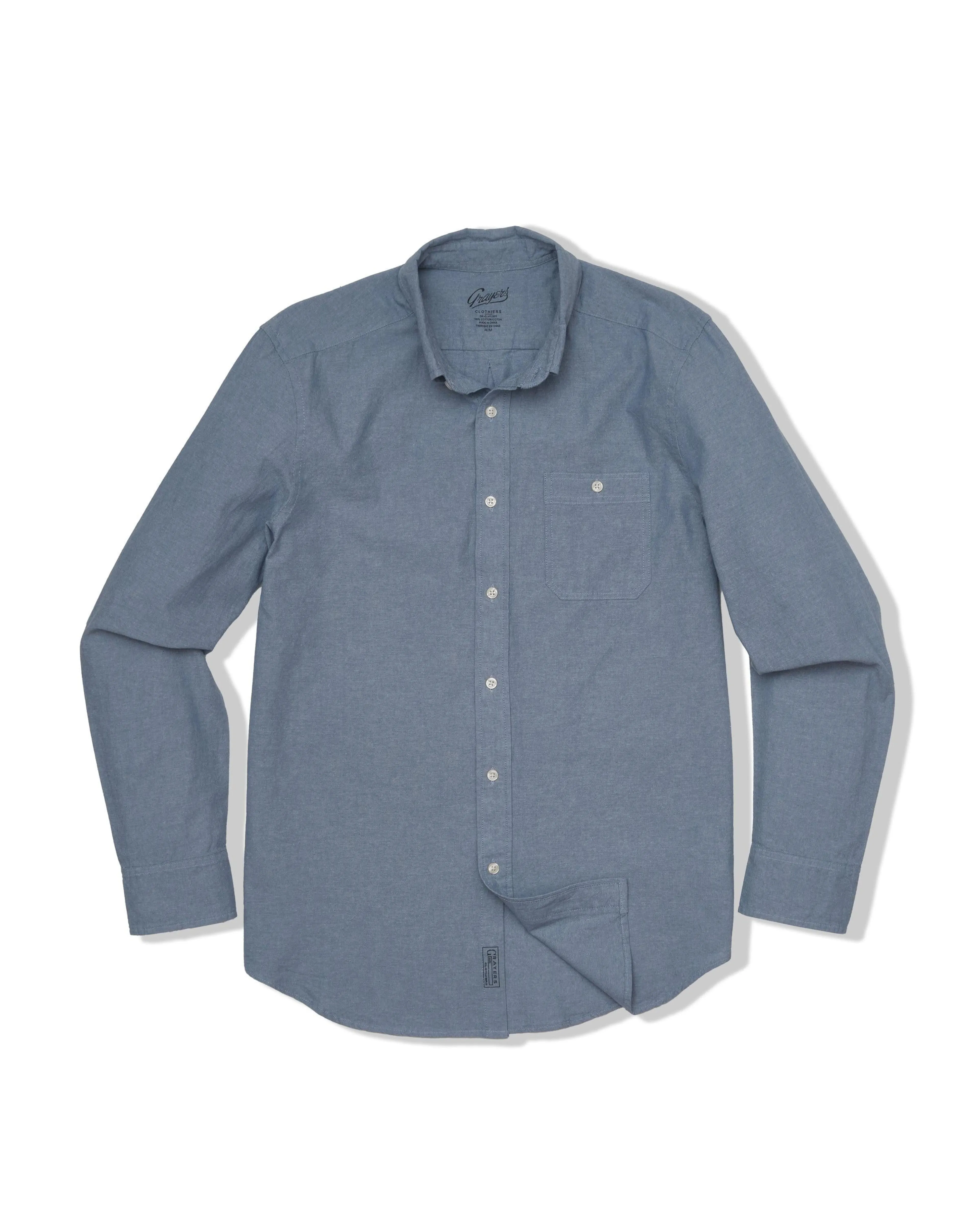 Lightweight Chambray Solid Shirt - Denim Blue sold by Grayers