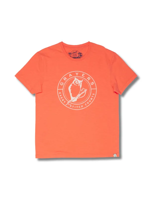 Owl Print Tee - Coral * sold by Grayers