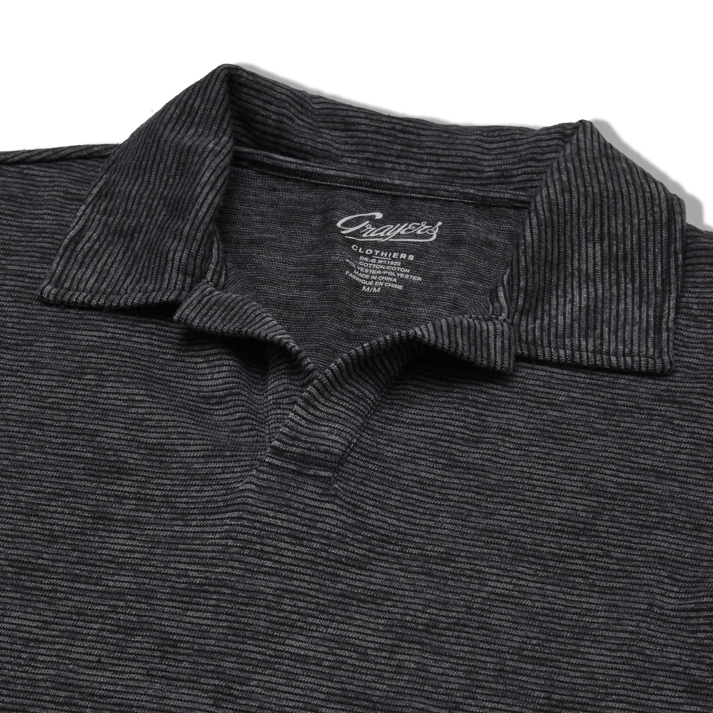 Feeder Stripe Loose Knit Johnny Collar Polo - Forged Iron sold by Grayers product image thumbnail 2