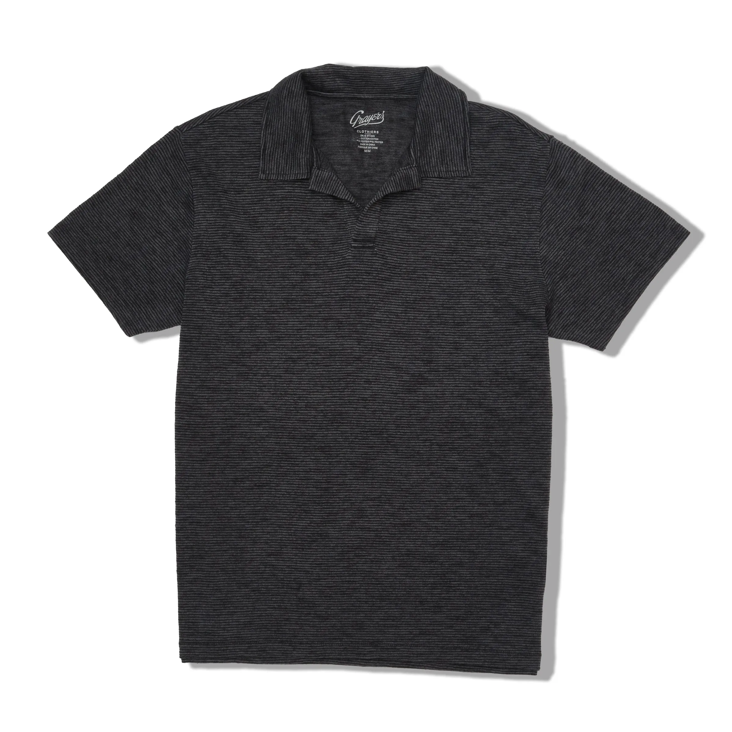 Feeder Stripe Loose Knit Johnny Collar Polo - Forged Iron sold by Grayers product image thumbnail 4