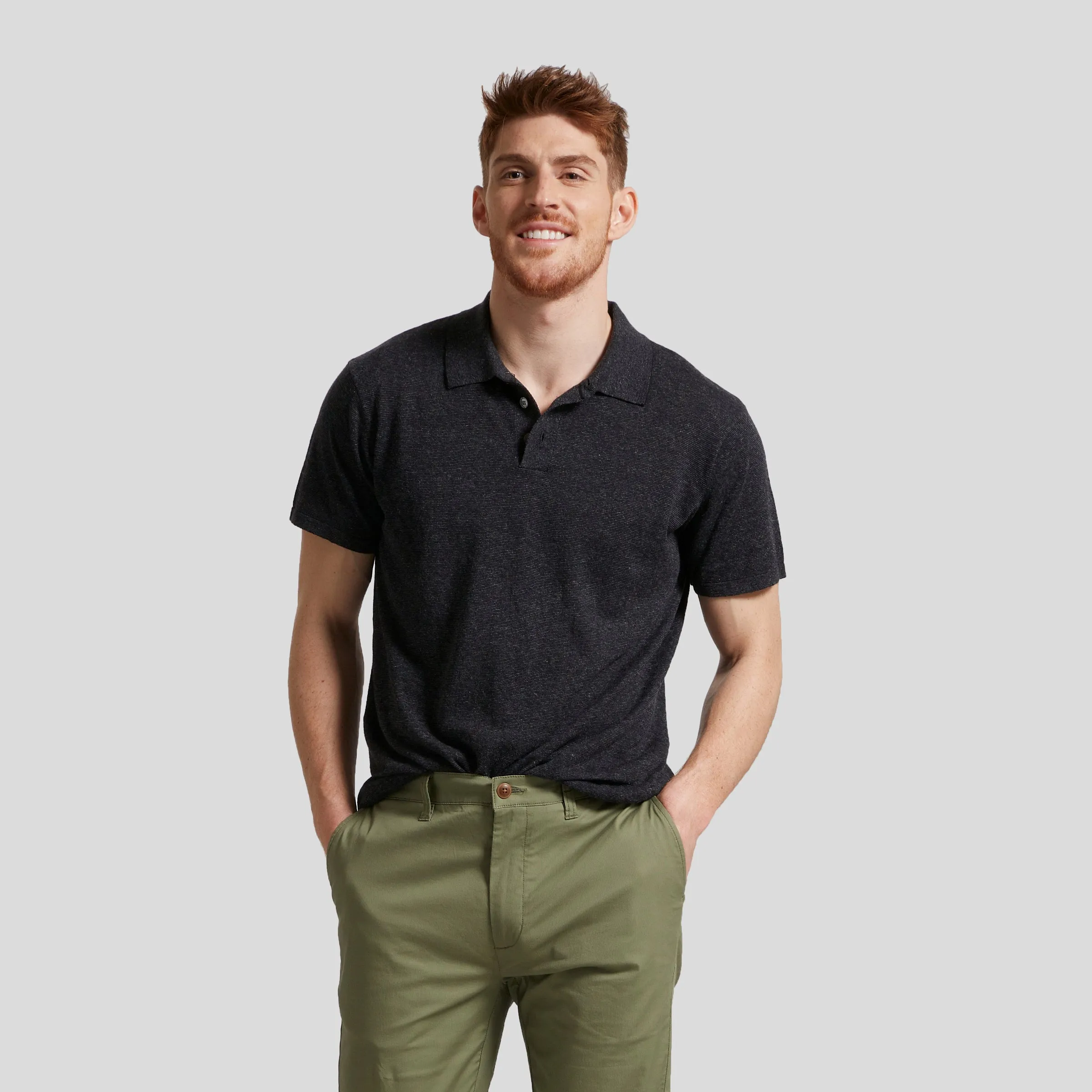 James Featherweight Sweater Polo - Charcoal sold by Grayers product image thumbnail 3