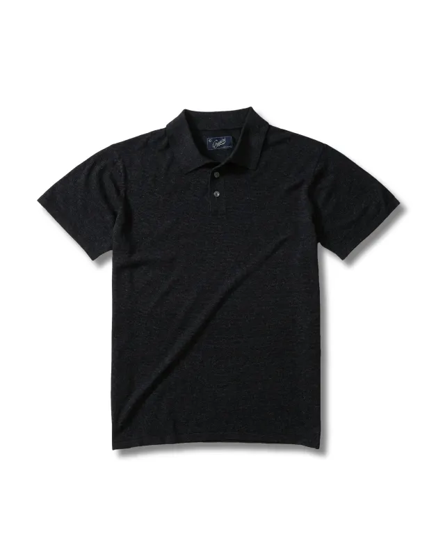 James Featherweight Sweater Polo - Charcoal made by Grayers