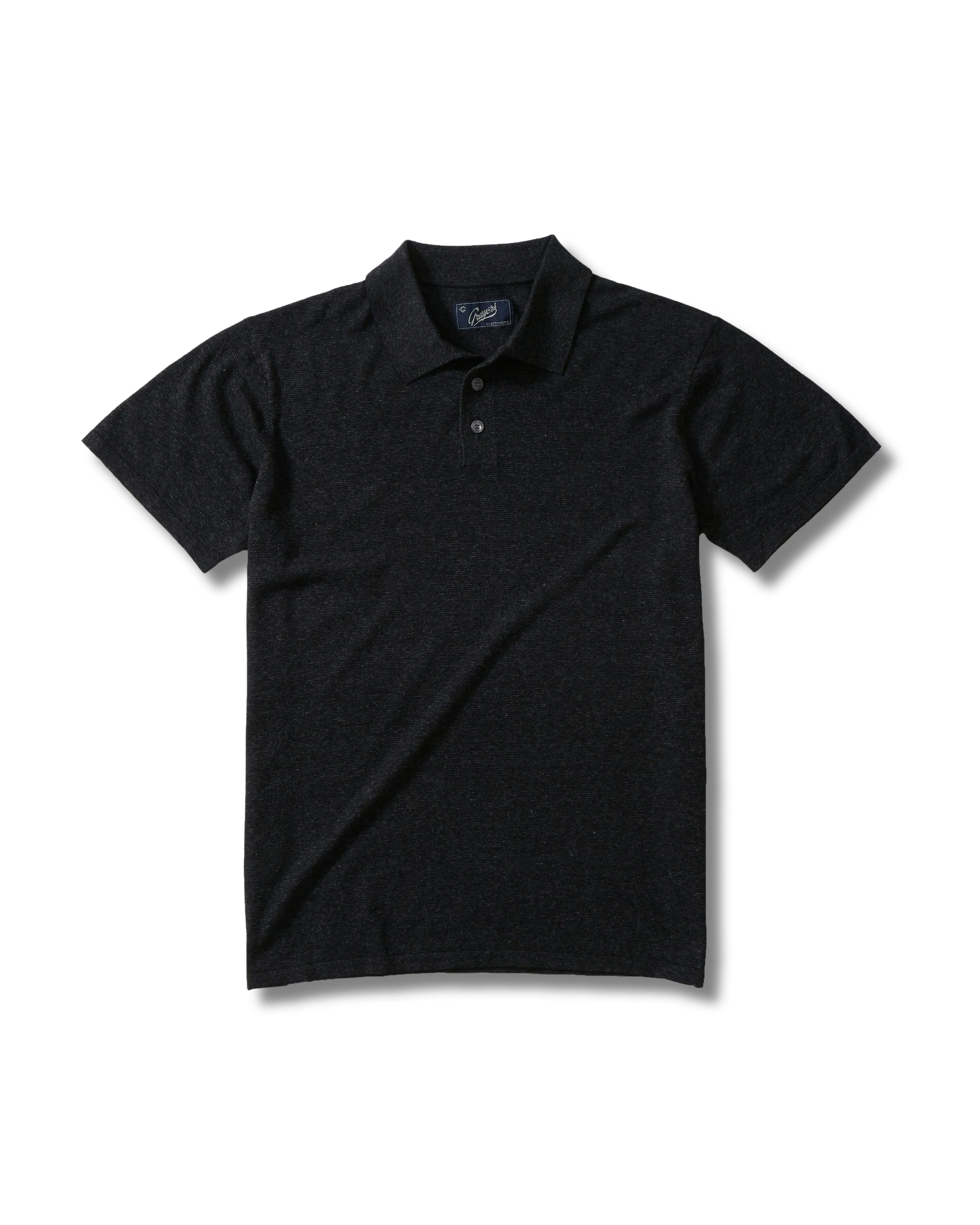 James Featherweight Sweater Polo - Charcoal sold by Grayers