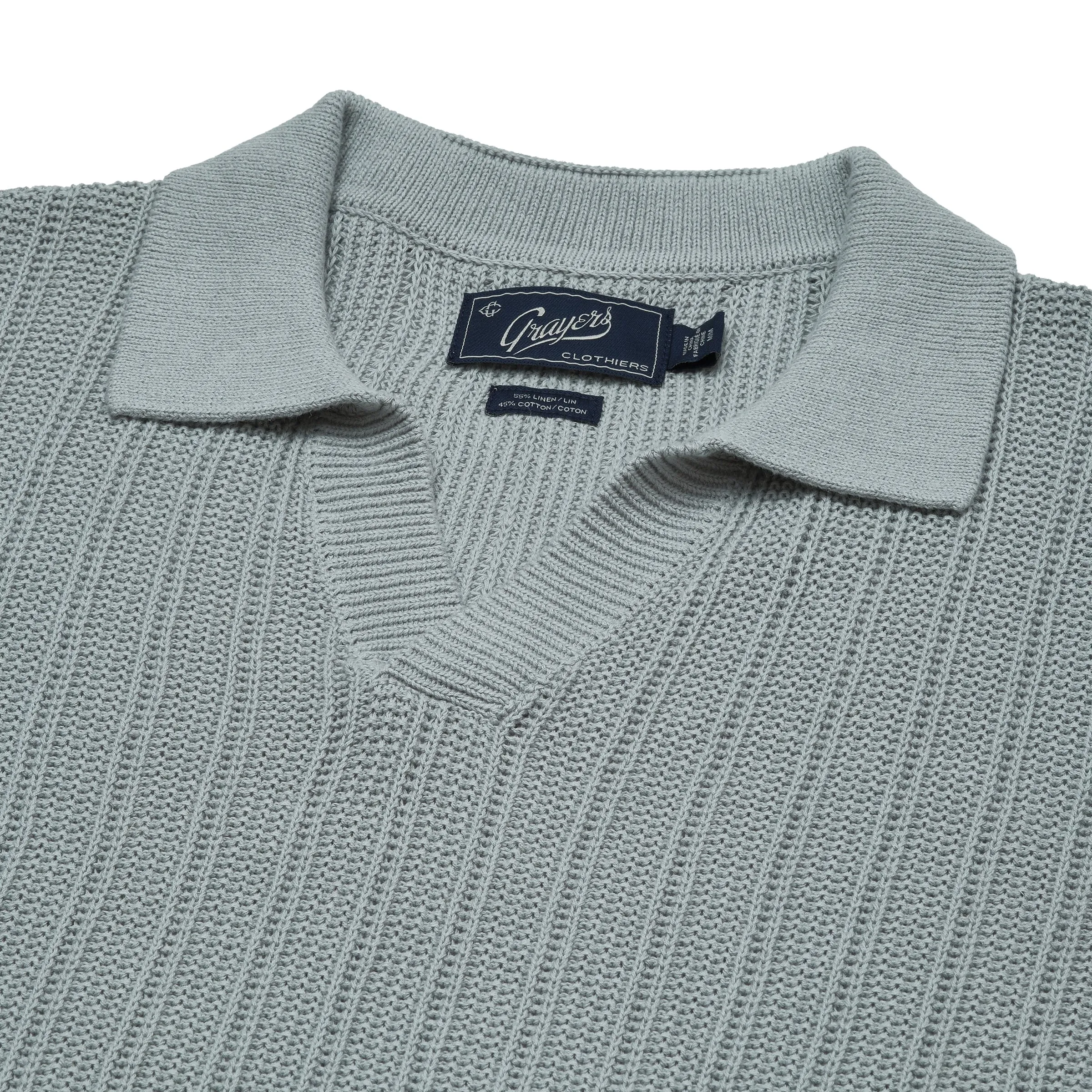 Boca Cotton Linen Johnny Collar Polo - Seafoam sold by Grayers product image thumbnail 2