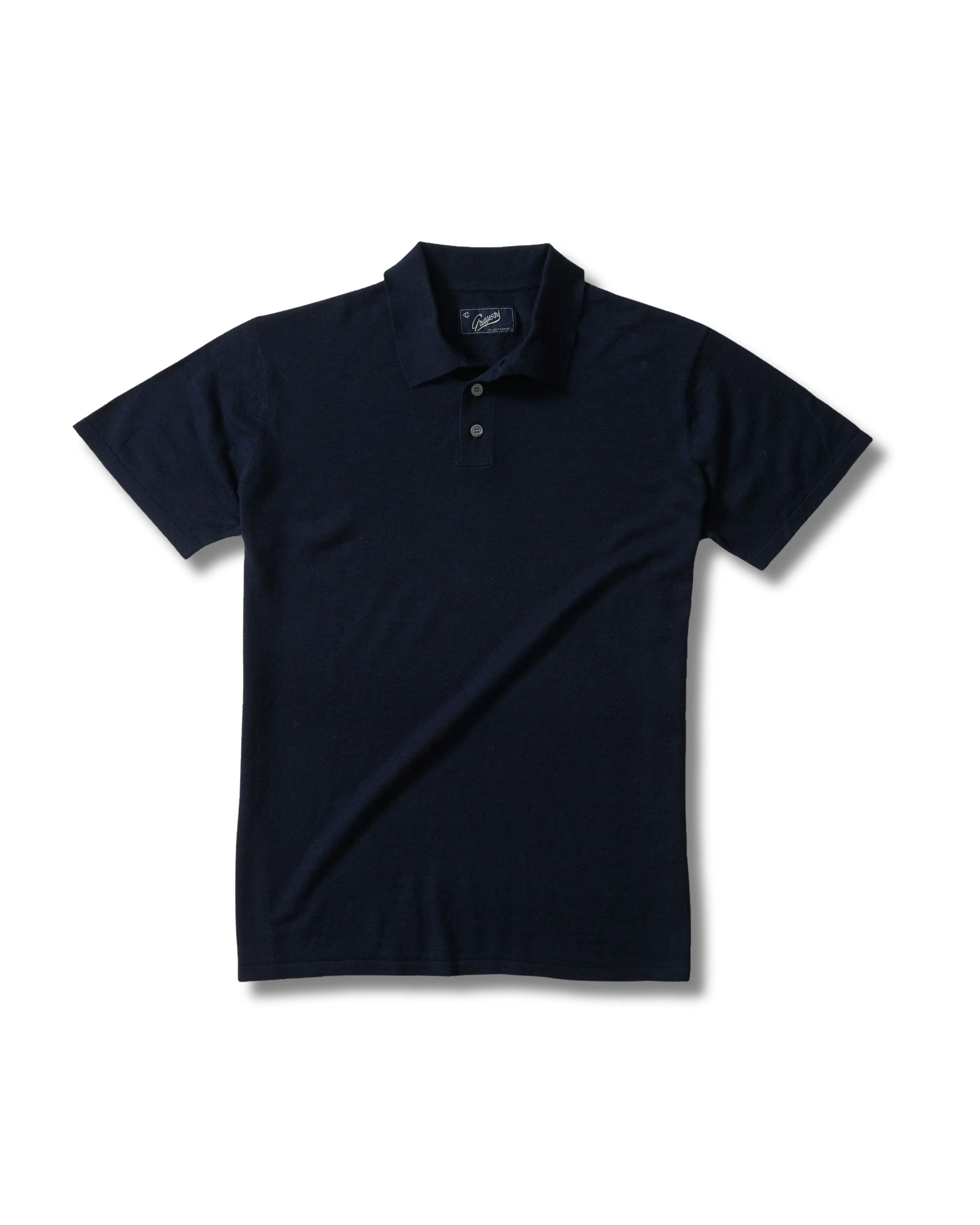James Featherweight Sweater Polo - Navy Blue sold by Grayers