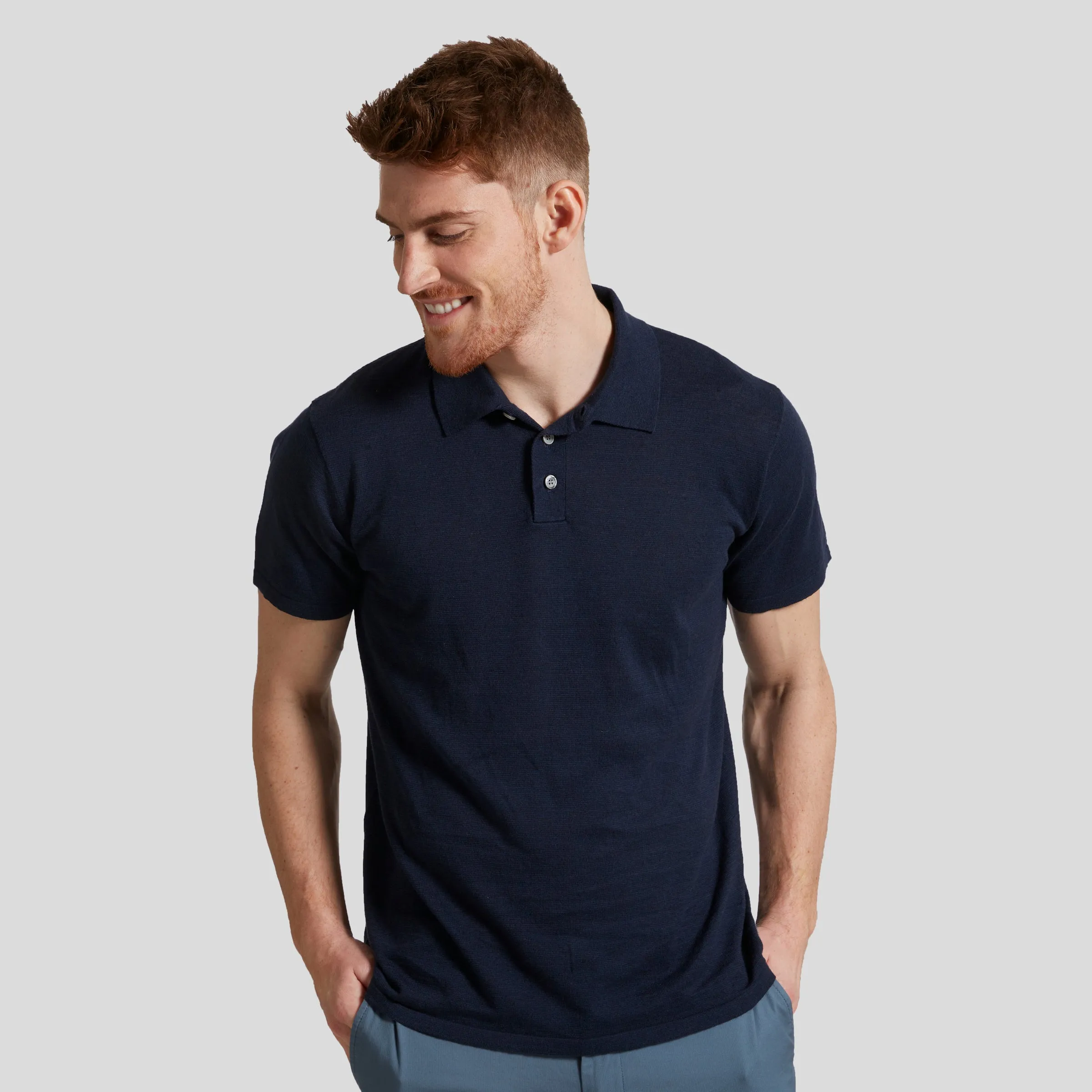 James Featherweight Sweater Polo - Navy Blue sold by Grayers product image thumbnail 3