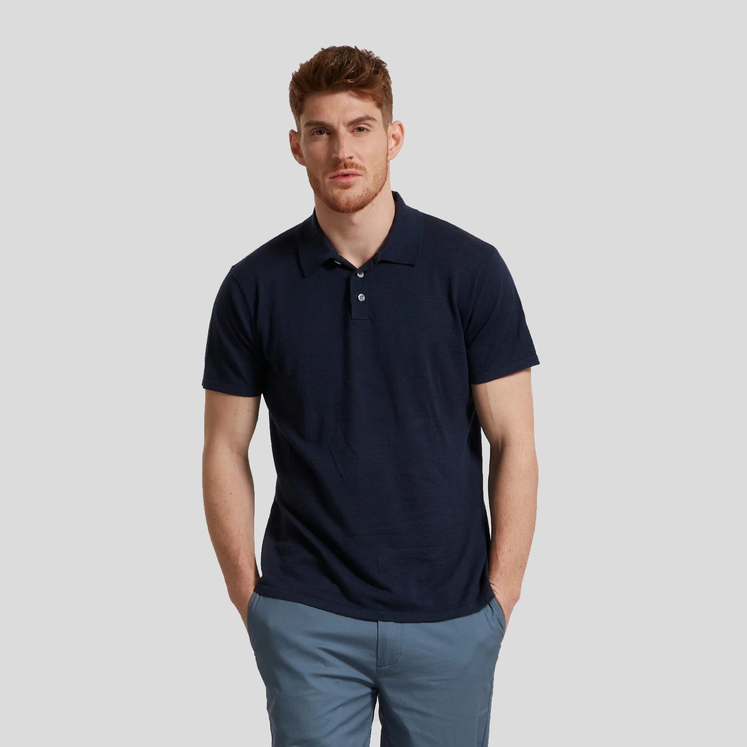 James Featherweight Sweater Polo - Navy Blue sold by Grayers product image thumbnail 2
