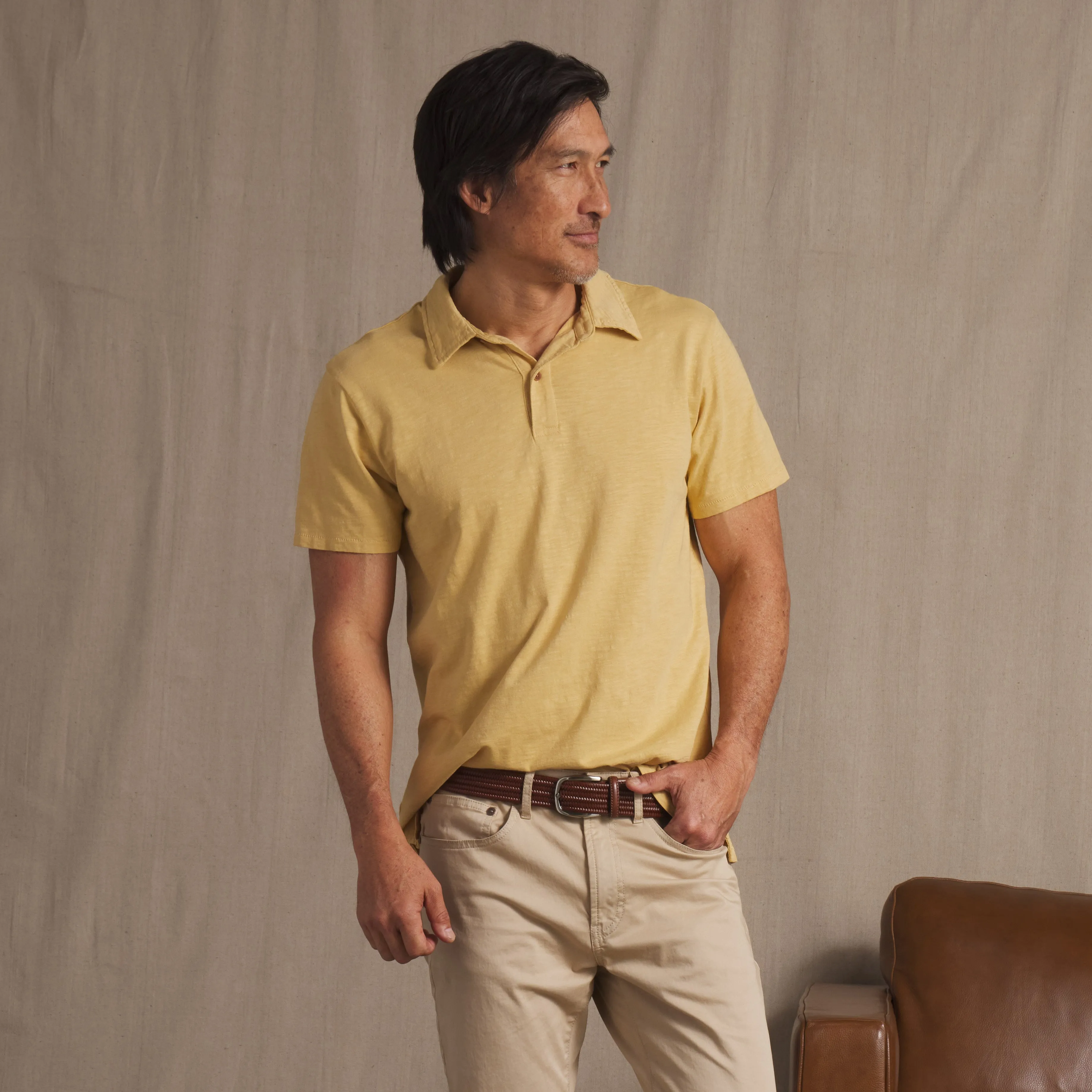Sunwashed 2 Button Polo - Pineapple Slice sold by Grayers product image thumbnail 2