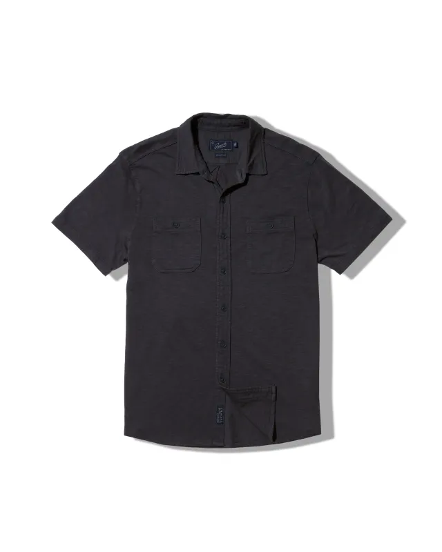 Flex Everyday Knit Short Sleeve Shirt - Washed Navy sold by Grayers
