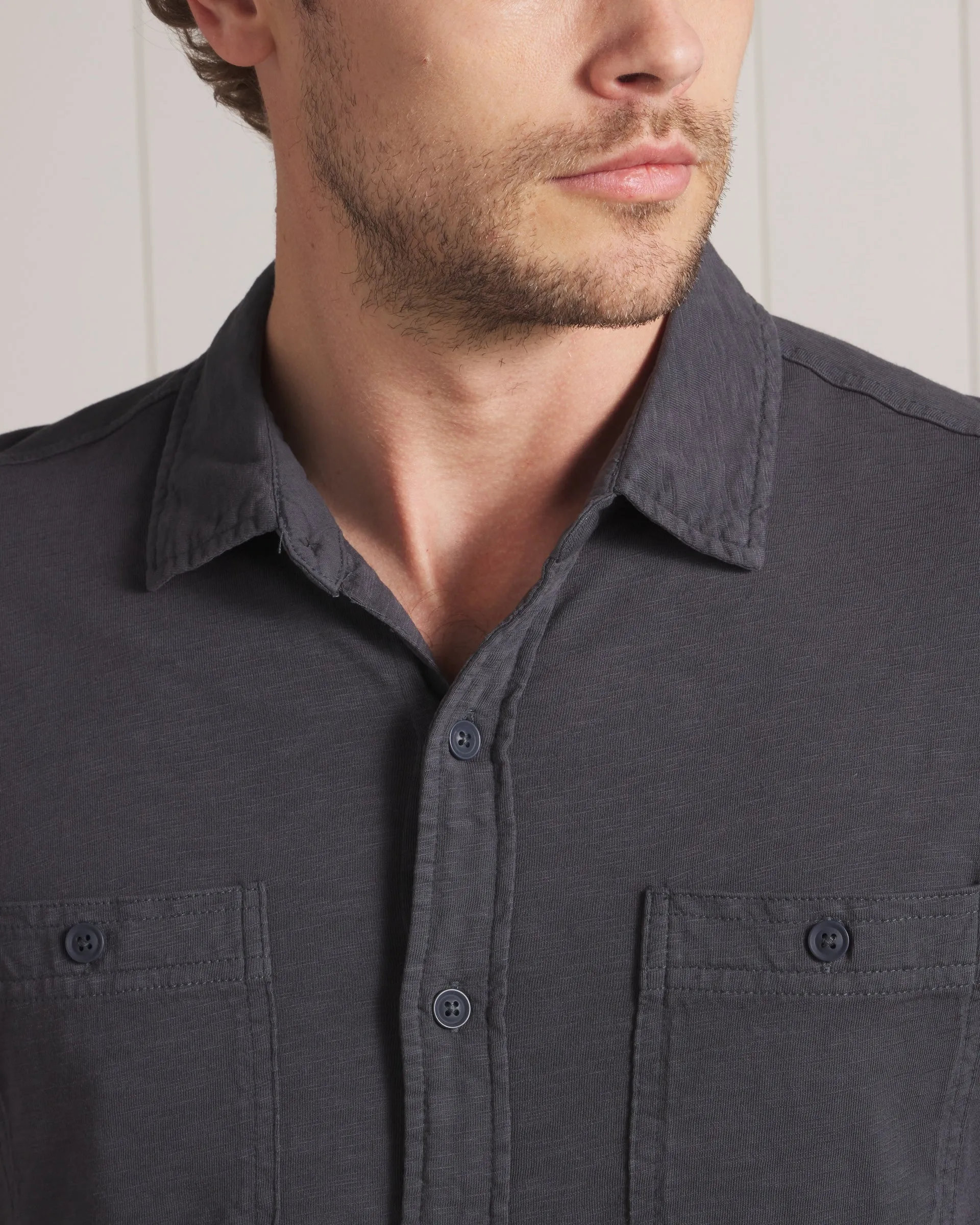 Flex Everyday Knit Short Sleeve Shirt - Washed Navy sold by Grayers product image thumbnail 5