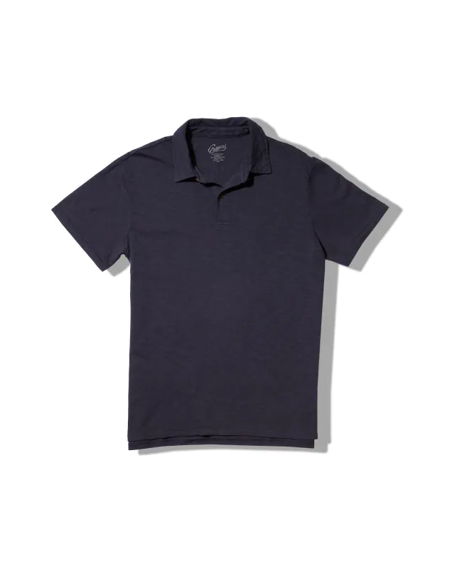 Sunwashed 2 Button Polo - Washed Navy sold by Grayers