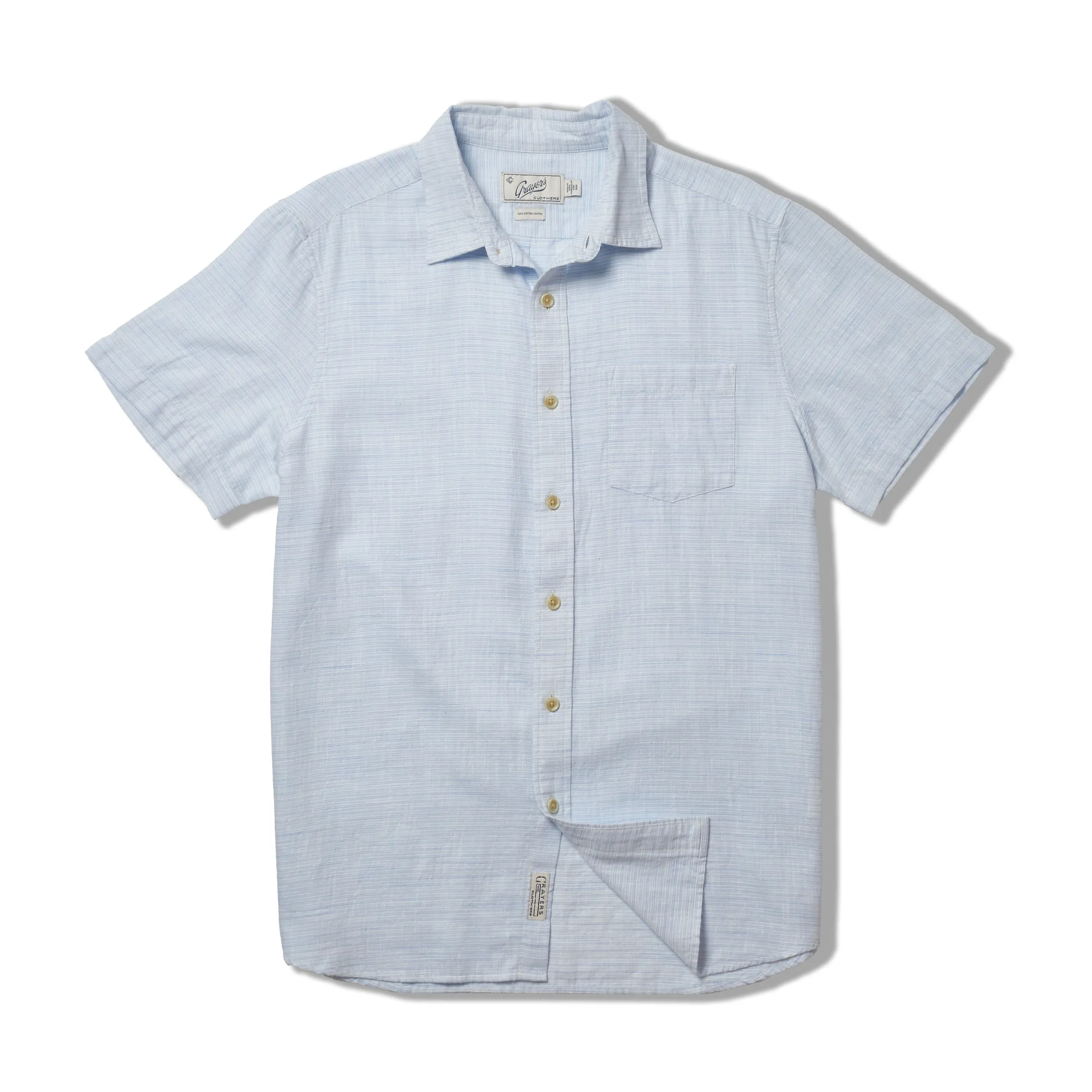 Light Weight Power Loom Short Sleeve Shirt - Blue Stripe sold by Grayers product image thumbnail 3