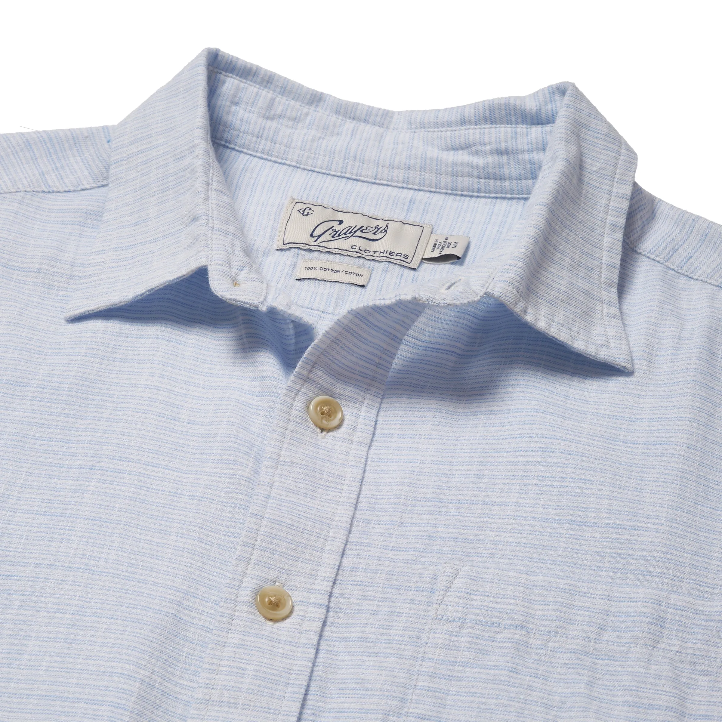 Light Weight Power Loom Short Sleeve Shirt - Blue Stripe sold by Grayers product image thumbnail 2