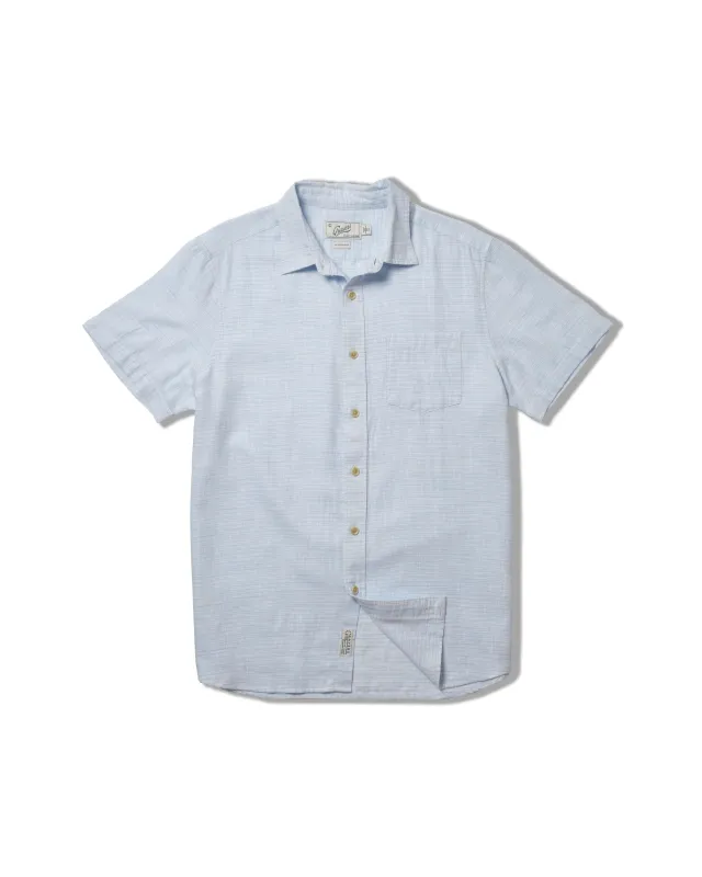 Light Weight Power Loom Short Sleeve Shirt - Blue Stripe sold by Grayers
