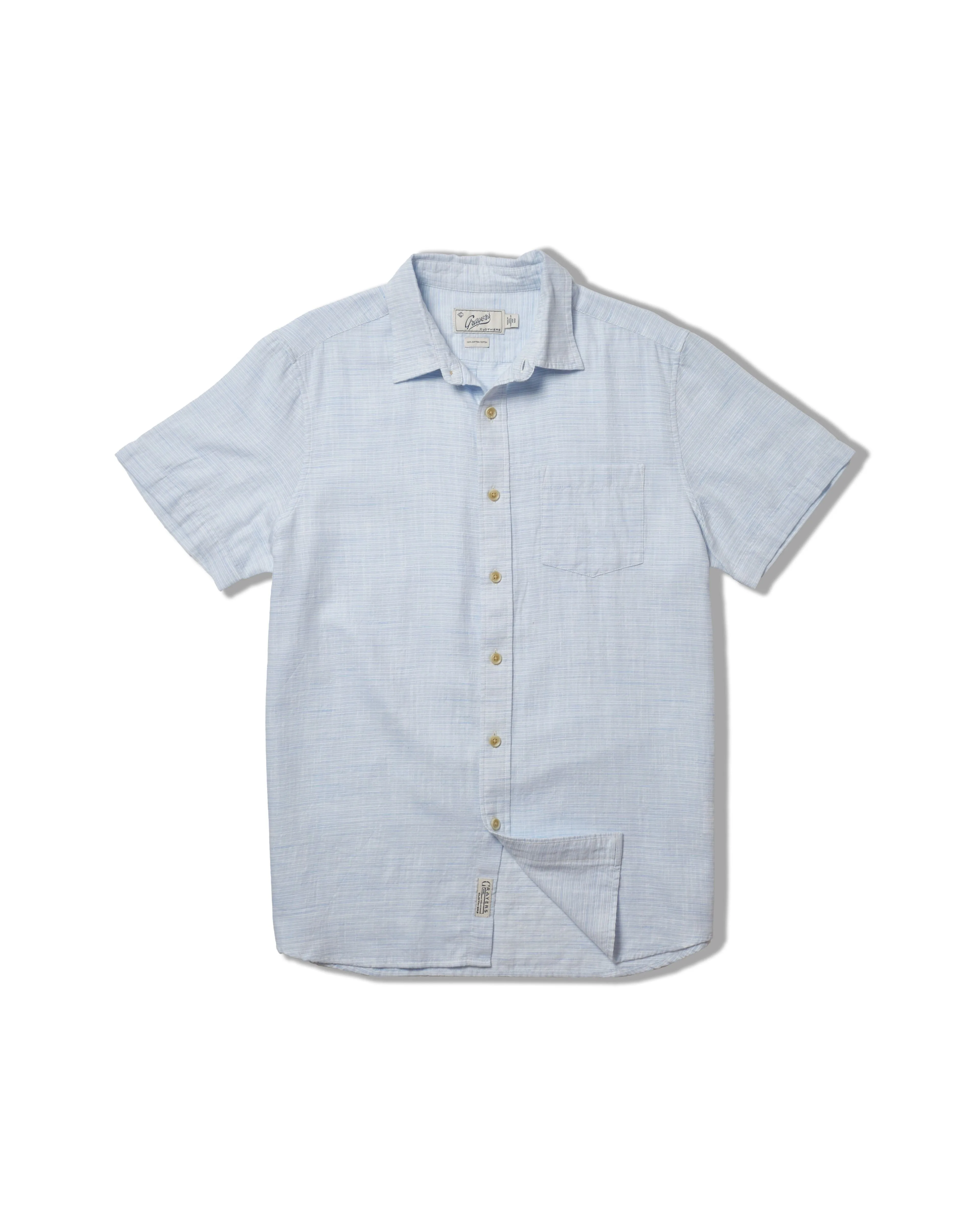 Light Weight Power Loom Short Sleeve Shirt - Blue Stripe sold by Grayers