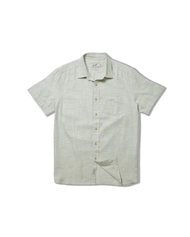 Light Weight Power Loom Short Sleeve Shirt - Green Stripe sold by Grayers