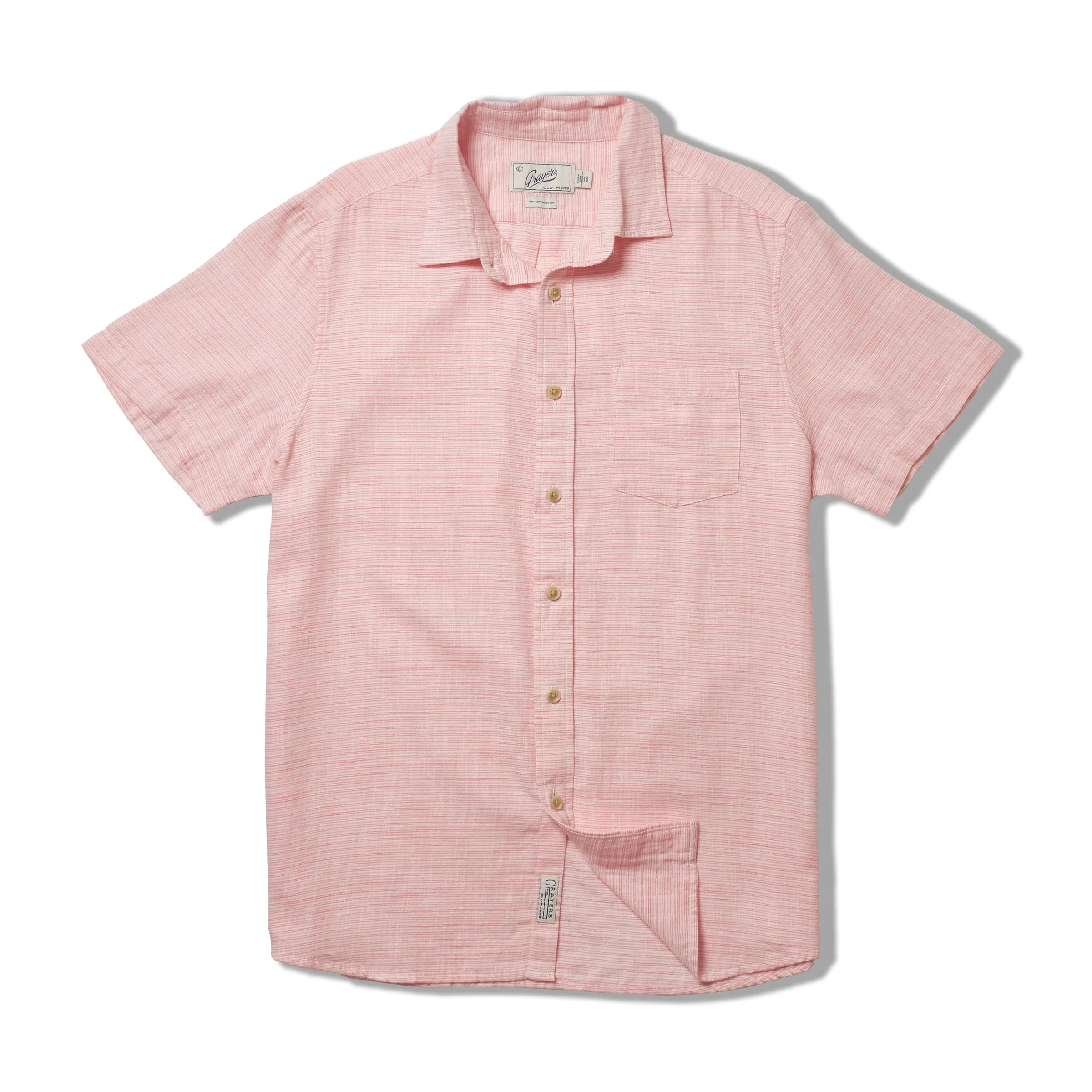 Light Weight Power Loom Short Sleeve Shirt - Red Stripe sold by Grayers product image thumbnail 3