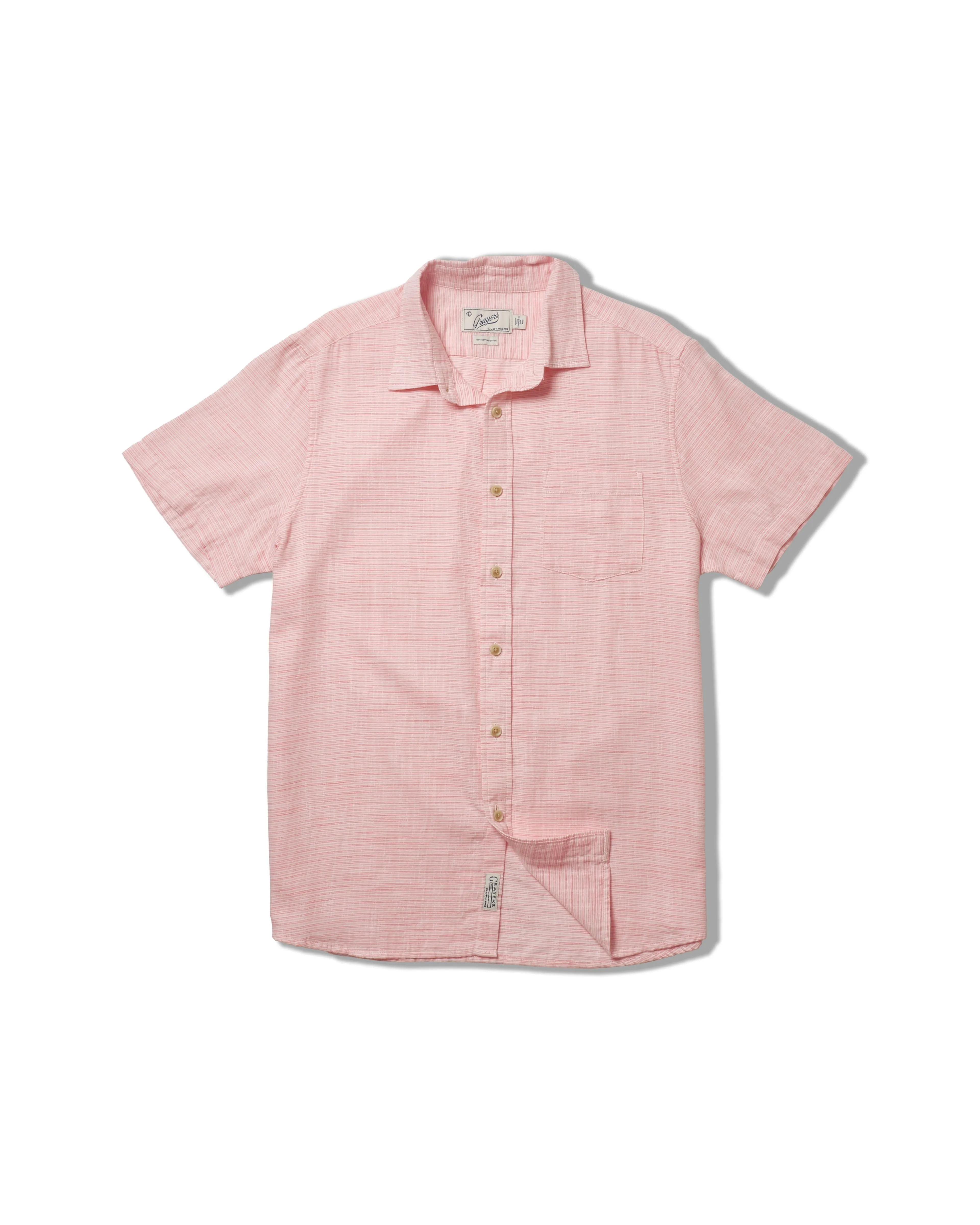 Light Weight Power Loom Short Sleeve Shirt - Red Stripe sold by Grayers